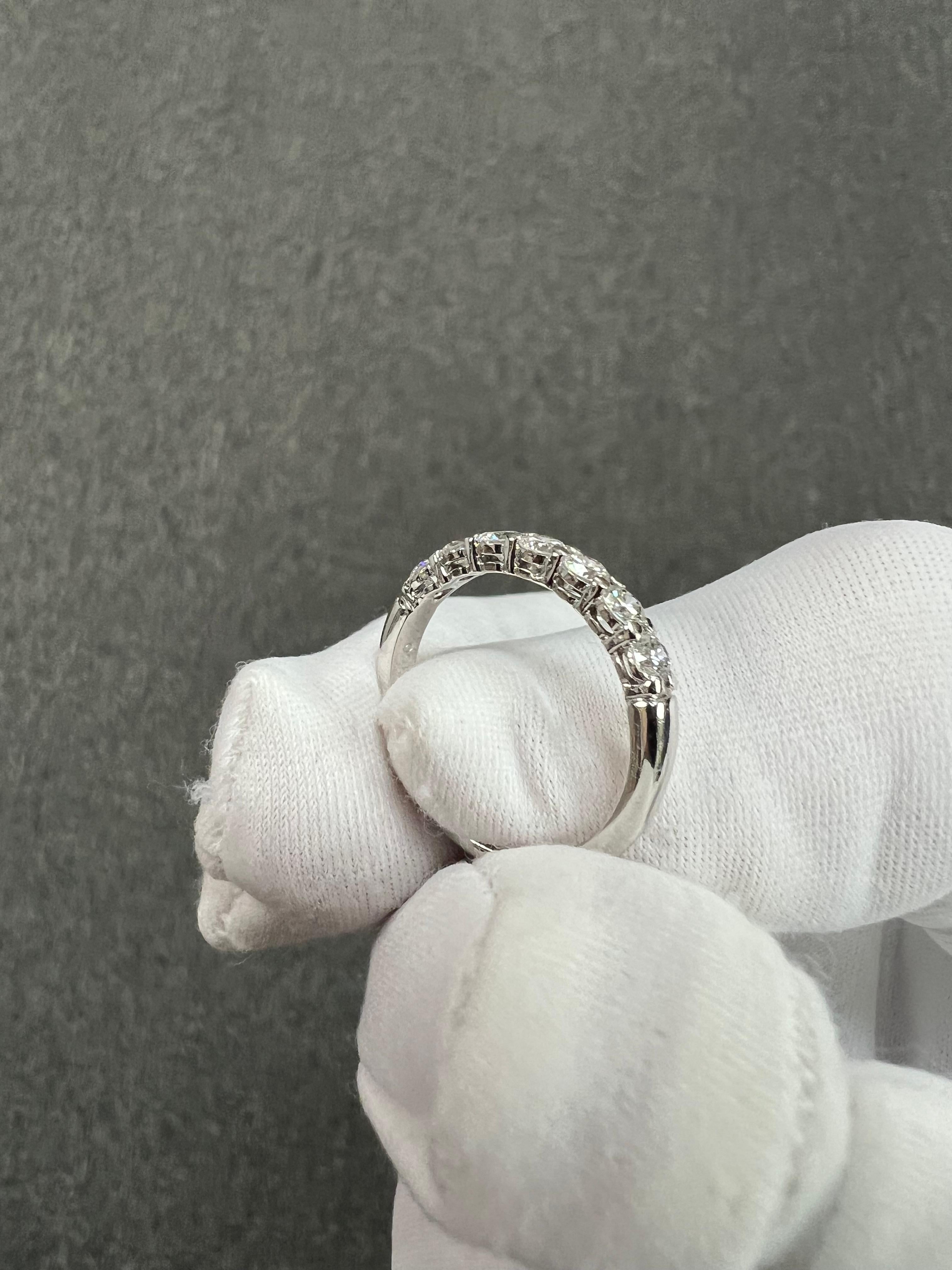 Tiffany Seven Stone Diamond Forever Half Circle Platinum Band Ring In Good Condition In Los Angeles, CA