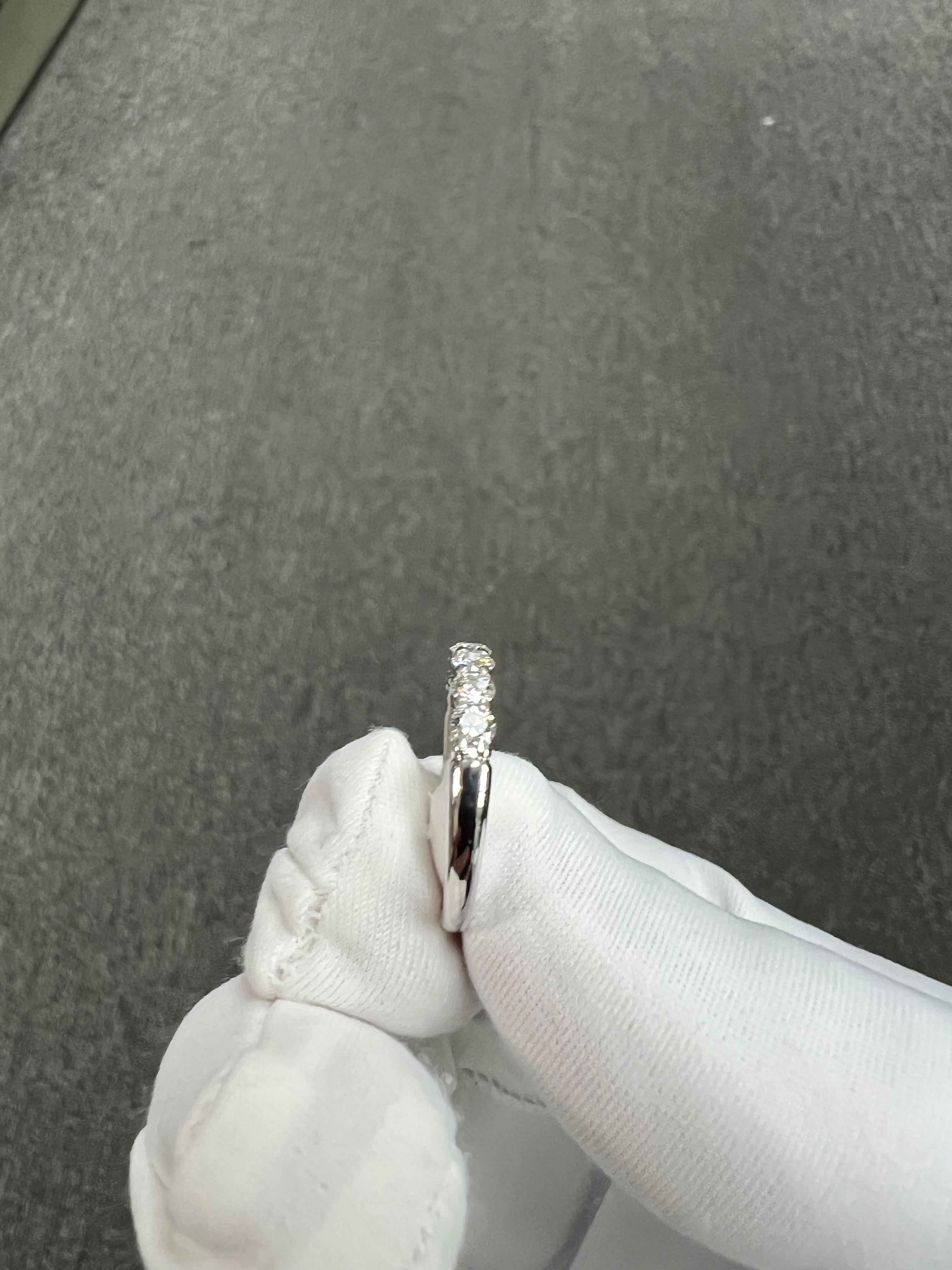 Women's or Men's Tiffany Seven Stone Diamond Forever Half Circle Platinum Band Ring