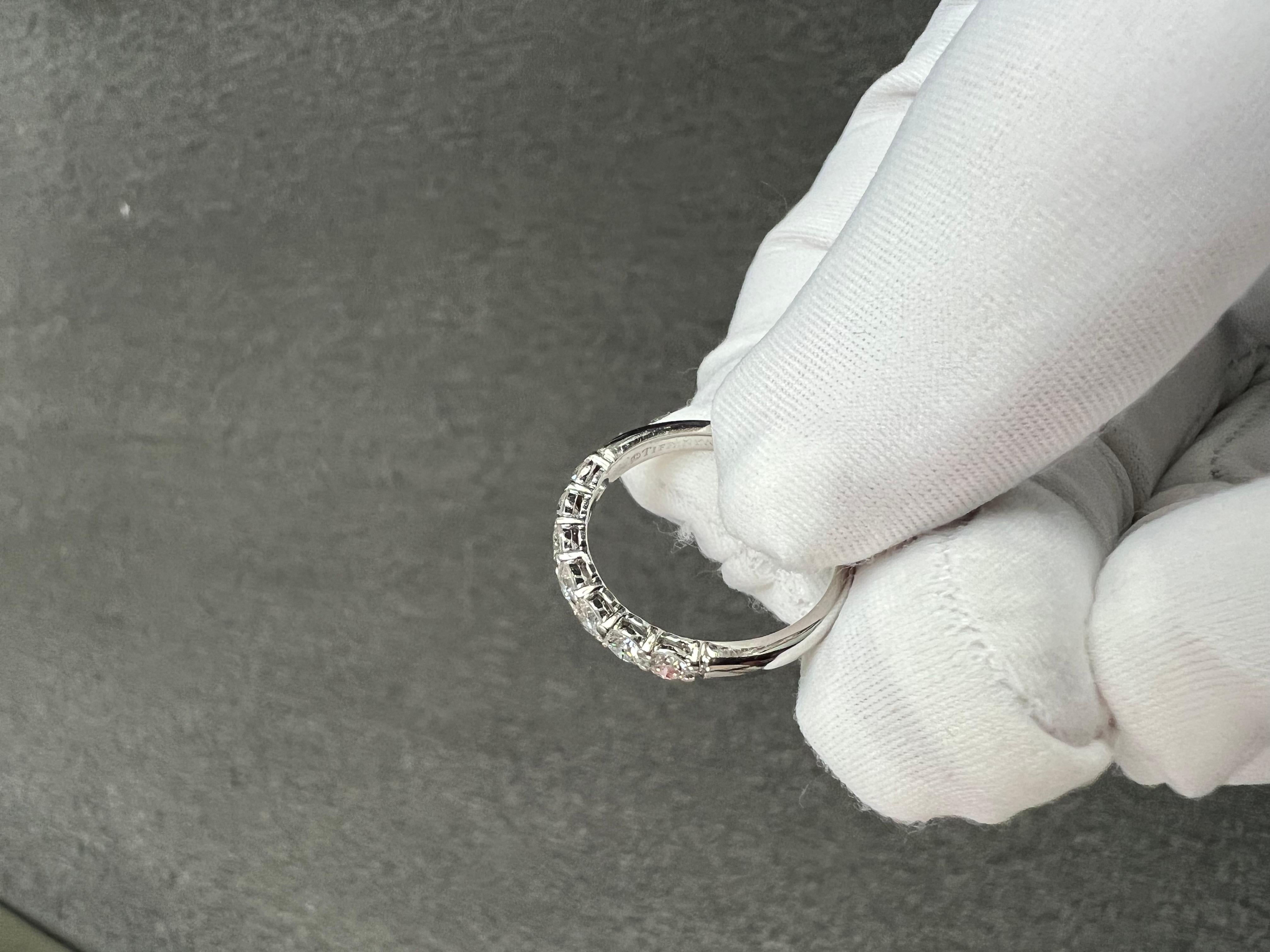 Tiffany Seven Stone Diamond Forever Half Circle Platinum Band Ring 3