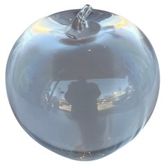 Tiffany Signed Crystal  Apple Paperweight Sculpture