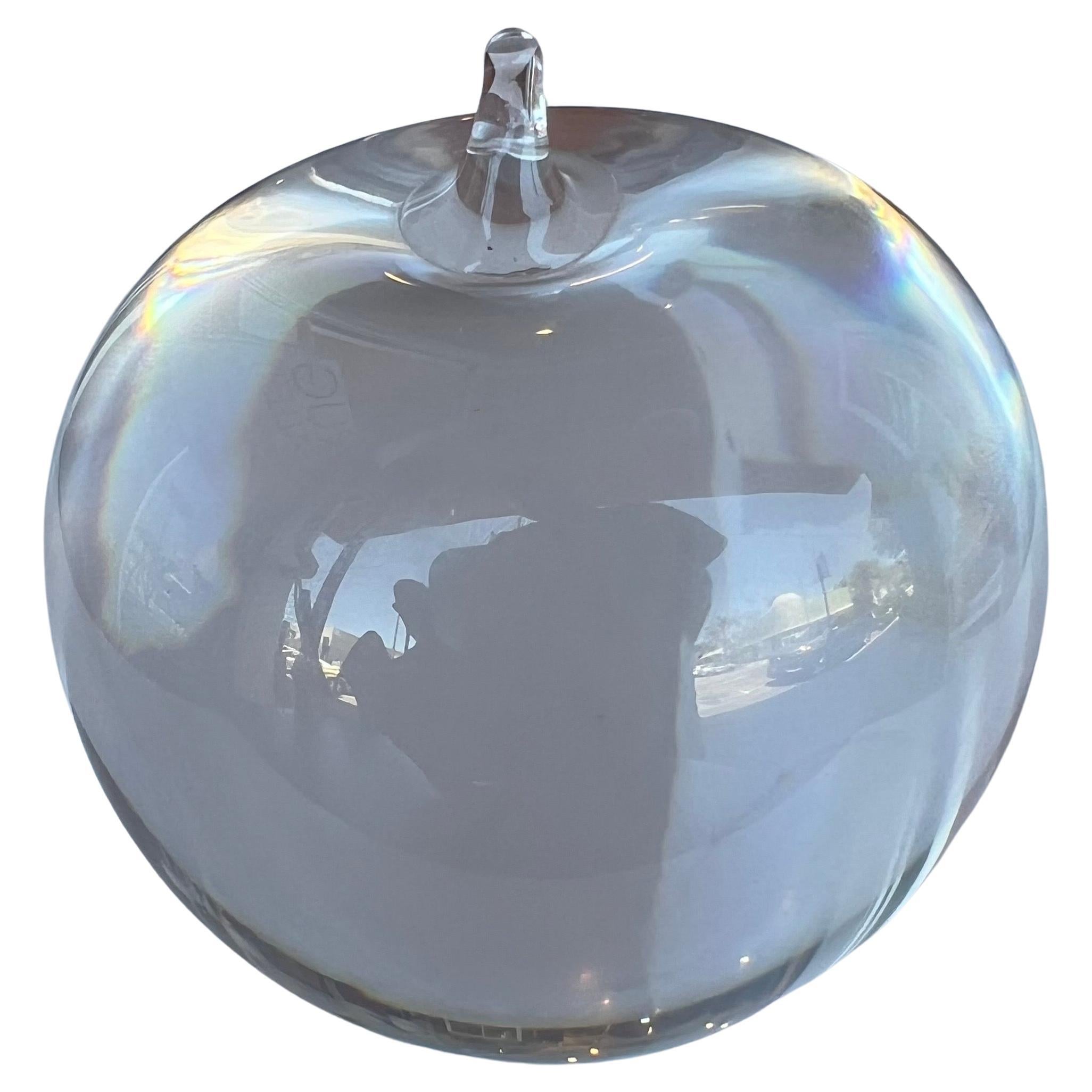 Post-Modern Tiffany Signed Crystal  Apple Paperweight Sculpture
