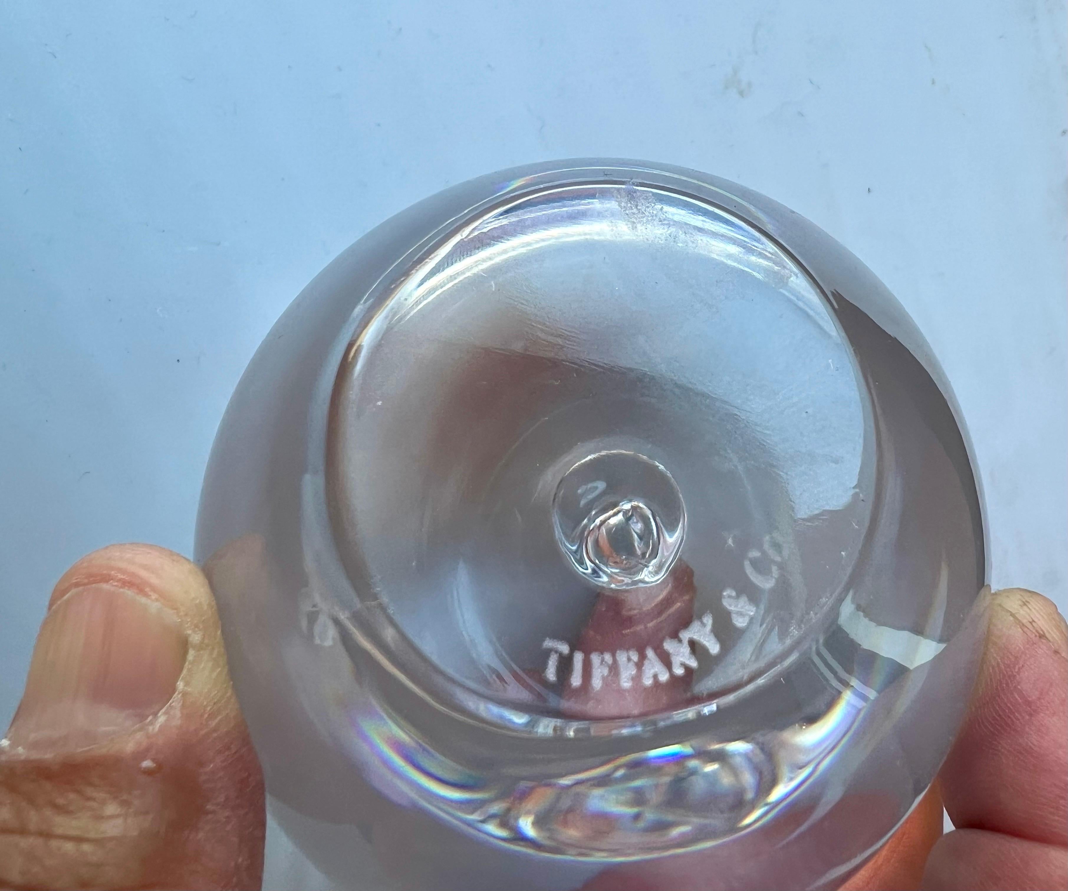 American Tiffany Signed Crystal  Apple Paperweight Sculpture