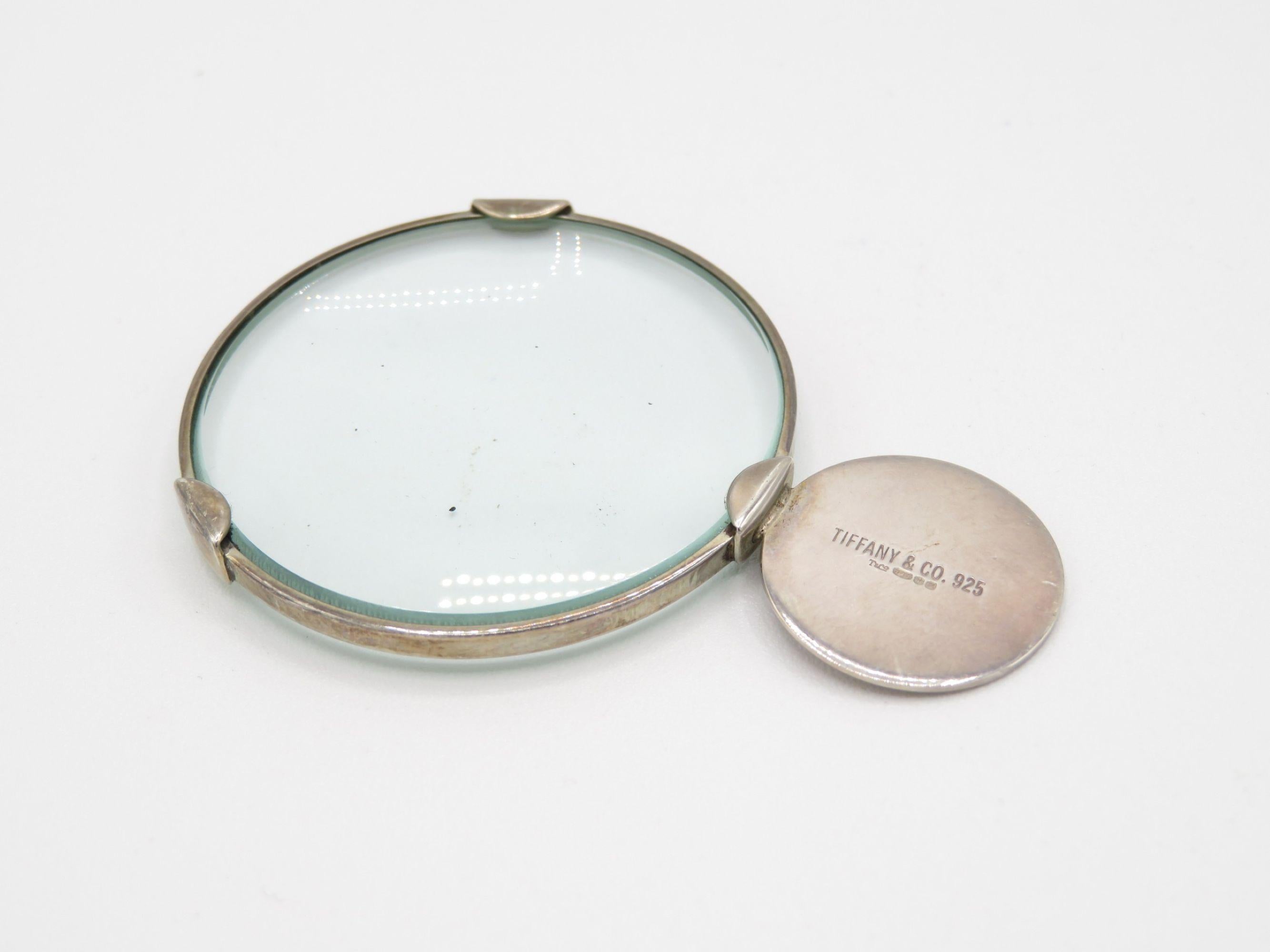 Silver Tiffany silver loupe  magnifying glass For Sale