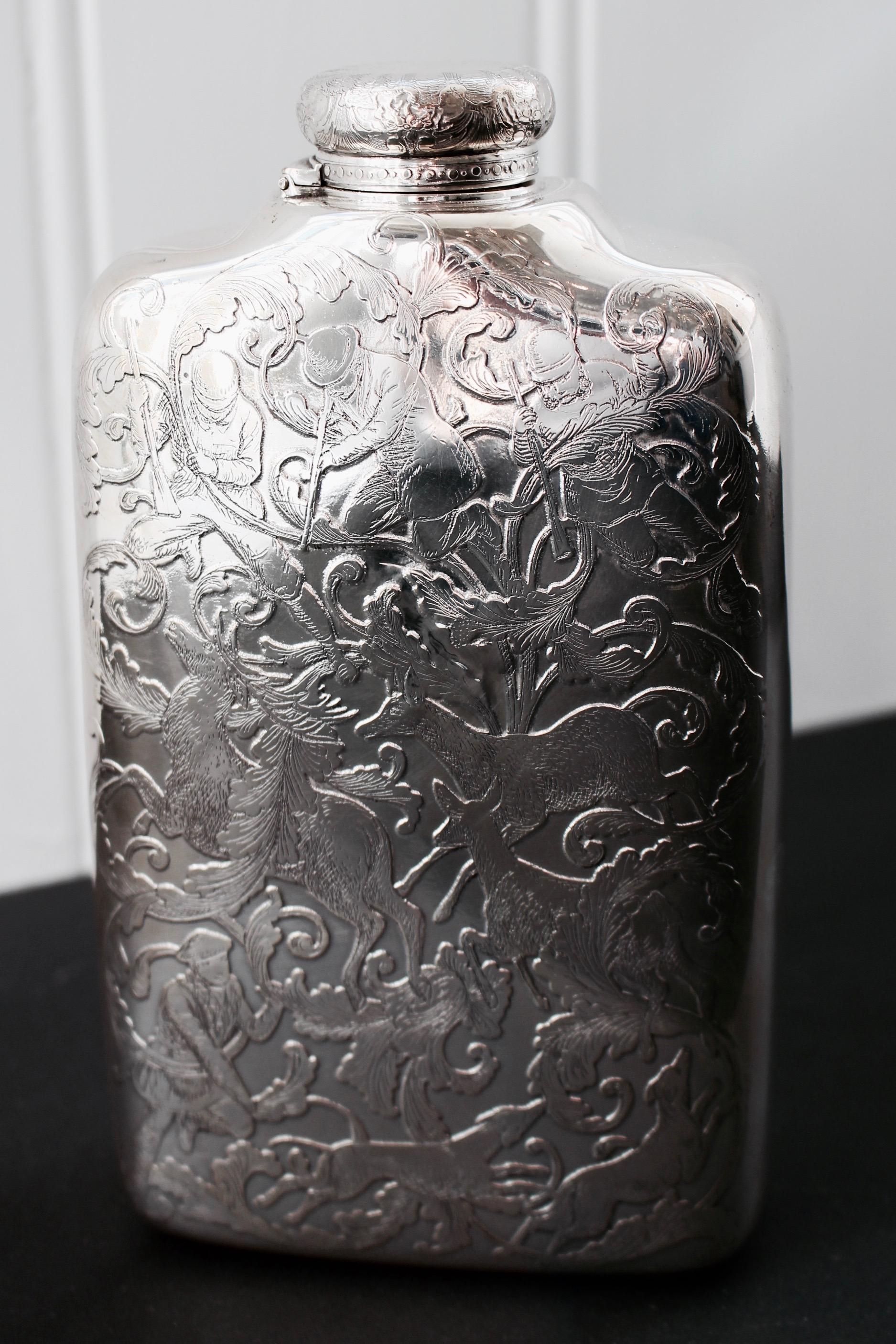 Silberne Spirit Flask von Tiffany (Graviert) im Angebot