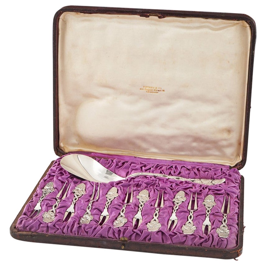 Tiffany Silver Strawberry Set London 1902