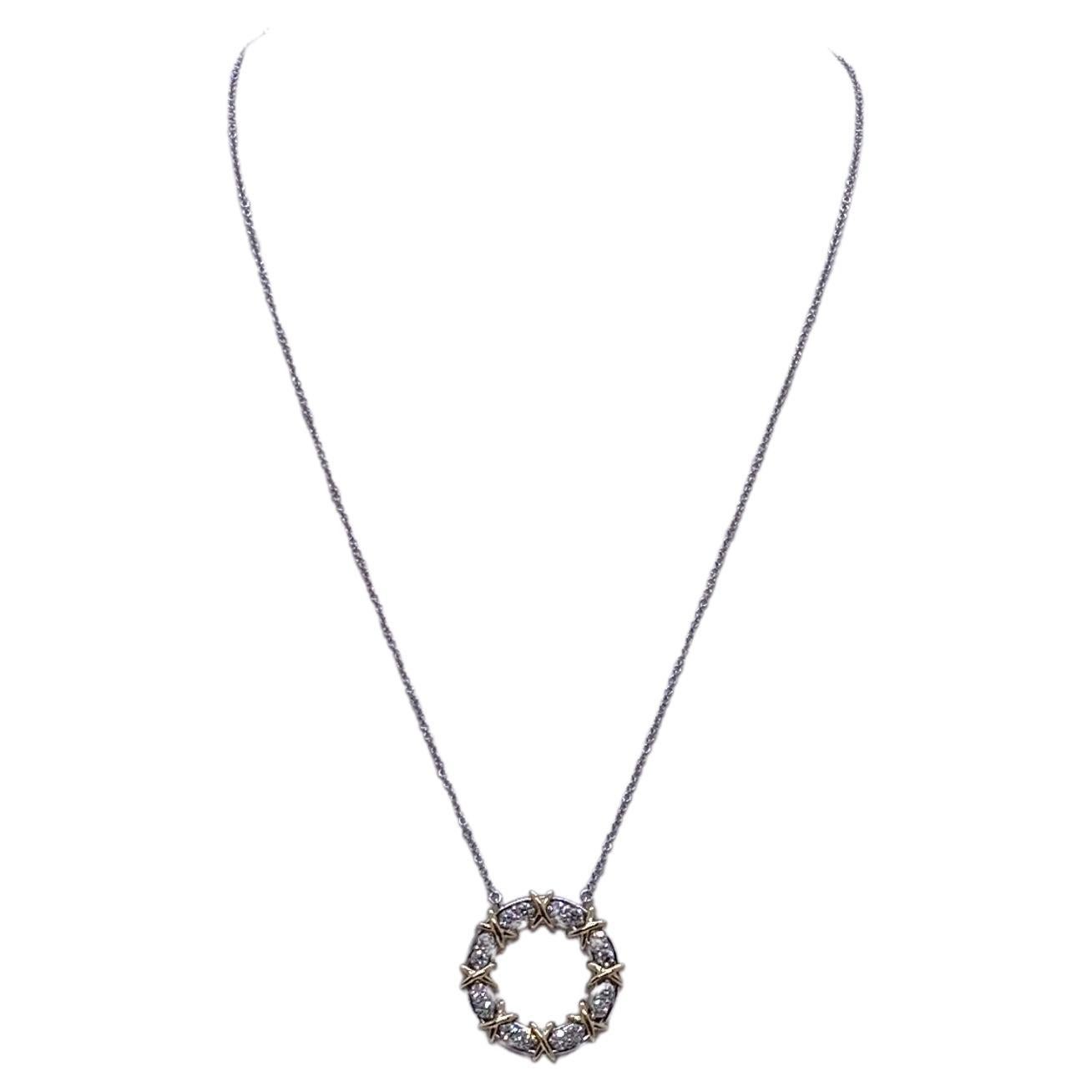 Tiffany - Collier avec pendentif à seize pierres et diamants