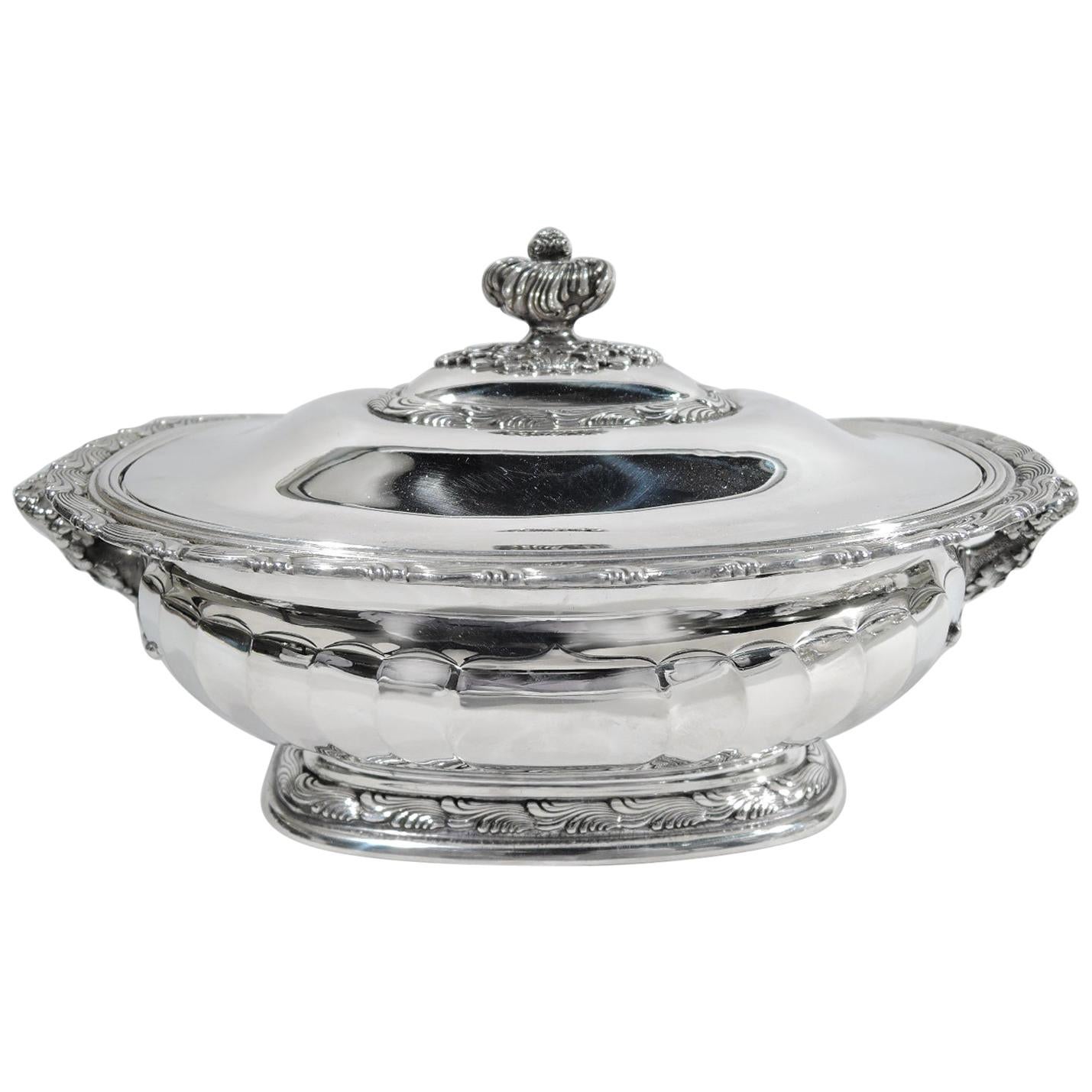 Tiffany Small Sterling Silver Covered Serving Bowl with Wave Edge For