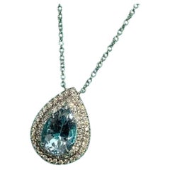 Tiffany Soleste Aquamarine and Diamond Pendant 1.25ct Platinum