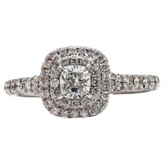 Tiffany Soleste Cushion Cut Double Halo Platin Diamant Verlobungsring