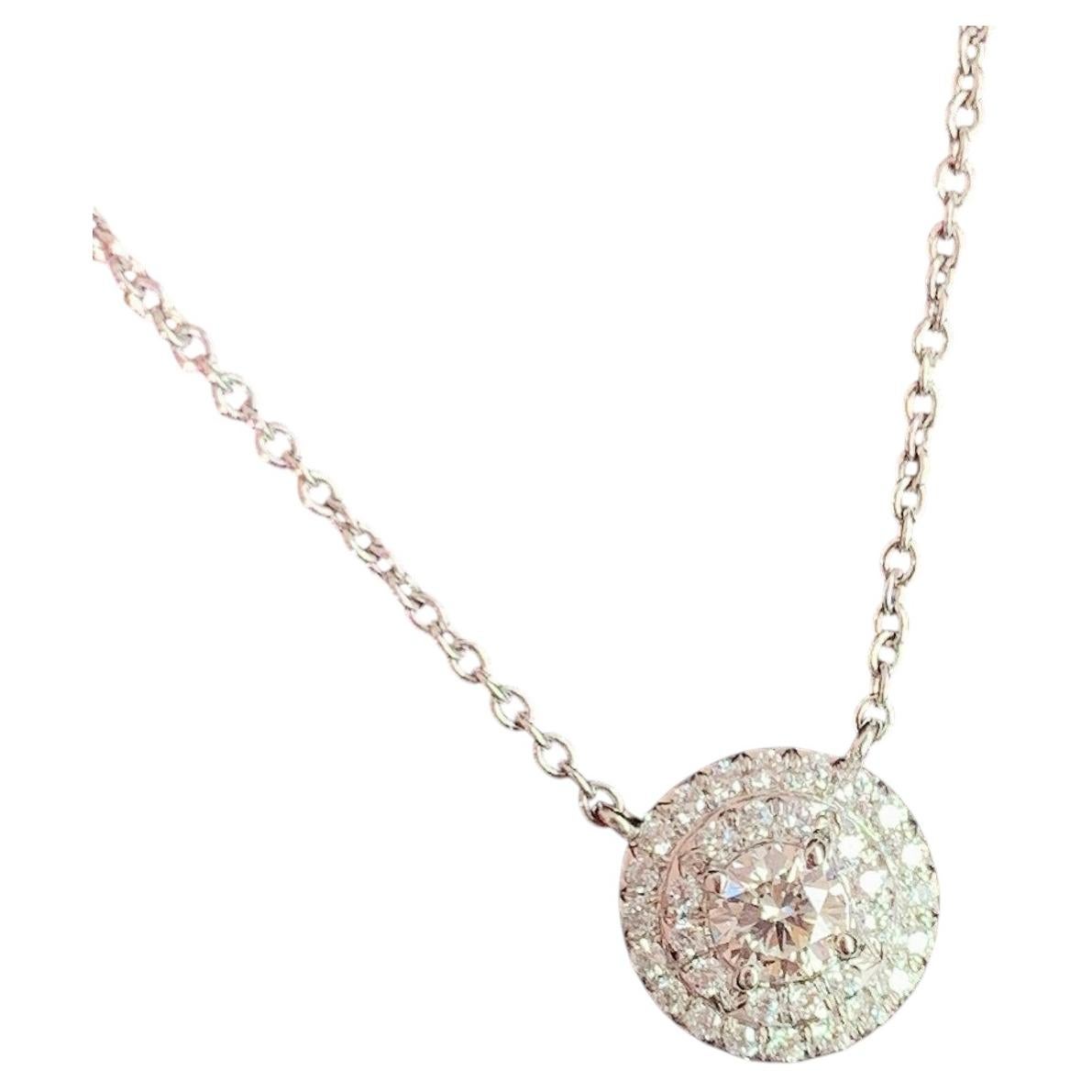 Tiffany and Co. Diamond Platinum Sunflower Pendant Necklace at