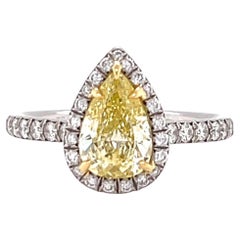 Tiffany & Co. Soleste Fancy Intense Yellow Diamond Platinum Gold Engagement Ring
