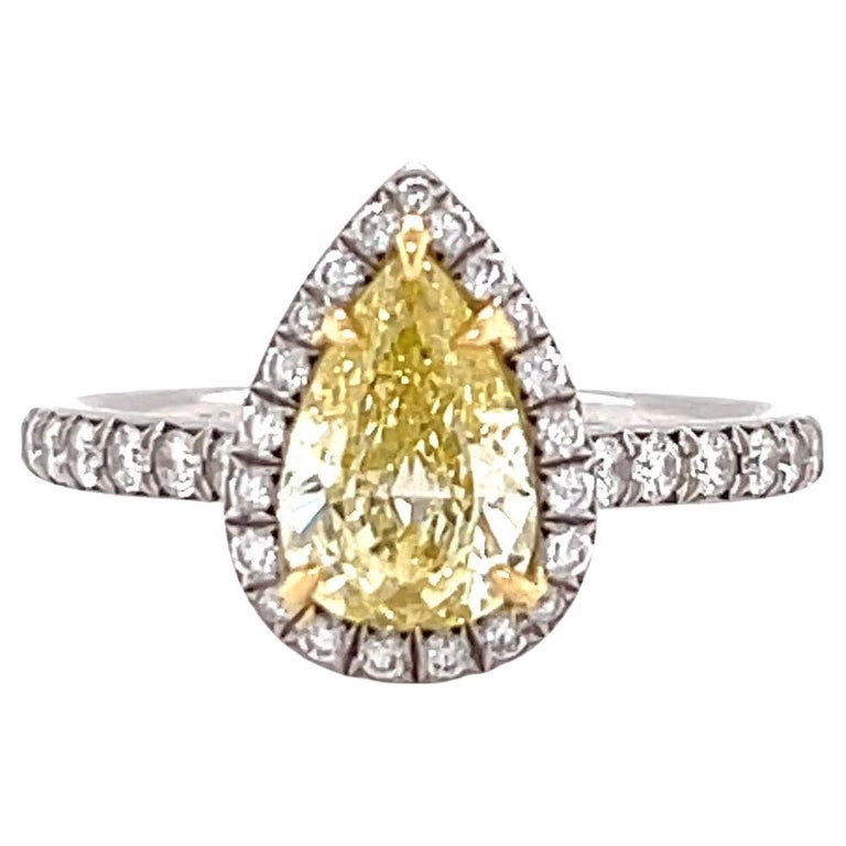 Tiffany and Co. Soleste Fancy Intense Yellow Diamond Platinum Gold ...