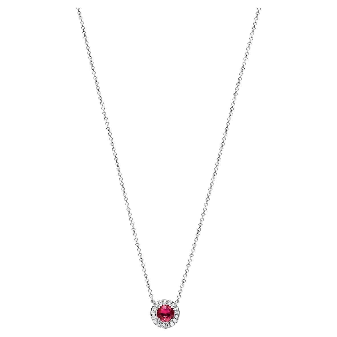Tiffany Soleste pendant in Platinum with a Ruby and Diamonds