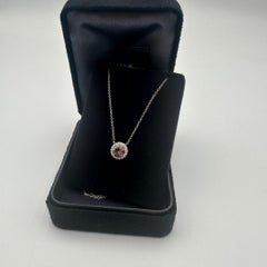 Tiffany Soleste Pink Tourmaline and Diamond Halo Pendant Necklace Pt950