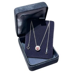 Tiffany Soleste Pink Turmalin und Diamant Halo Anhänger Halskette Pt950