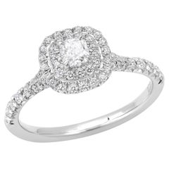 TIFFANY Anello di fidanzamento Soleste in platino con taglio a cuscino e diamante da 0,20 carati con doppia aureola 6