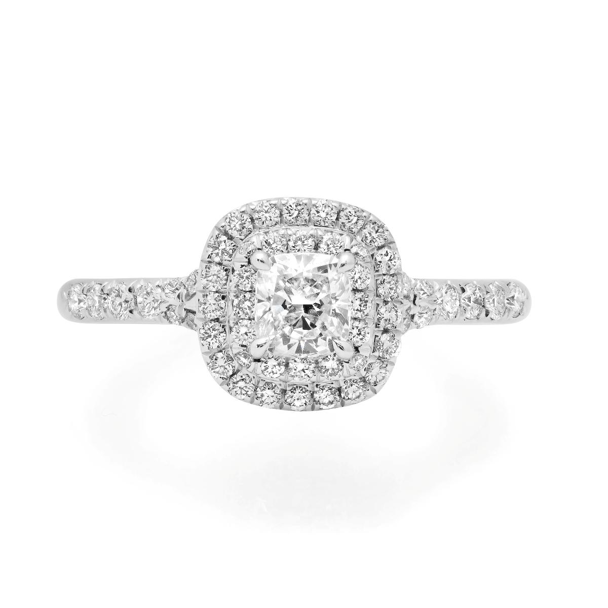 TIFFANY Soleste Verlobungsring aus Platin mit 34 Karat Diamanten im Kissenschliff und doppeltem Halo, 6 im Zustand „Hervorragend“ im Angebot in Los Angeles, CA