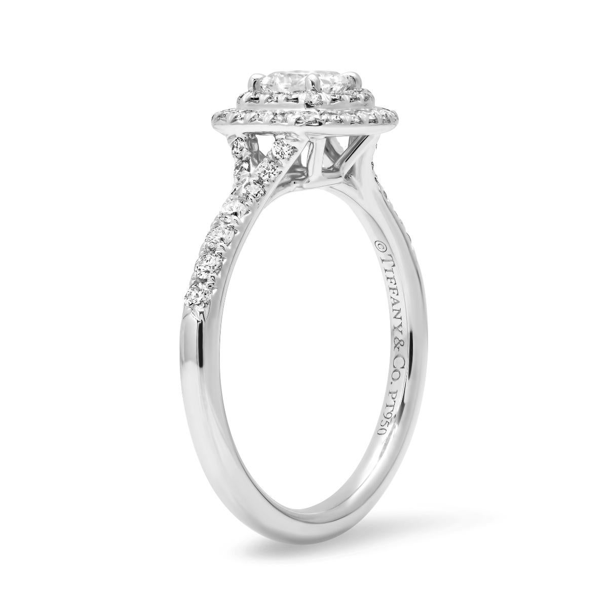 TIFFANY Soleste Verlobungsring aus Platin mit 34 Karat Diamanten im Kissenschliff und doppeltem Halo, 6 im Angebot 2