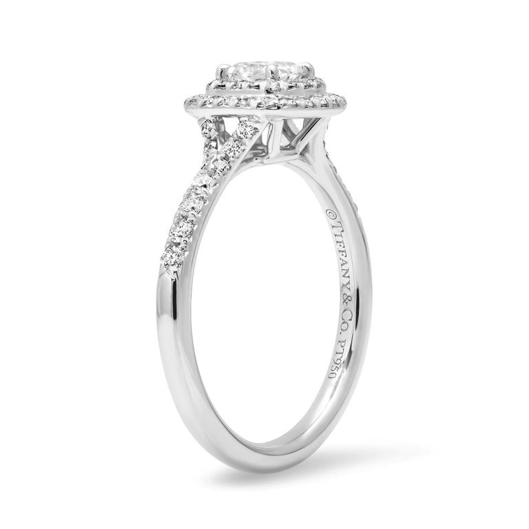 TIFFANY Soleste Anillo de compromiso de platino con doble halo de