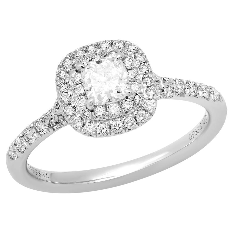 TIFFANY Soleste Verlobungsring aus Platin mit 34 Karat Diamanten im Kissenschliff und doppeltem Halo, 6