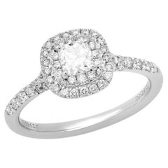 TIFFANY Soleste Platinum Cushion-cut .34ct Diamond Double Halo Engagement Ring 6