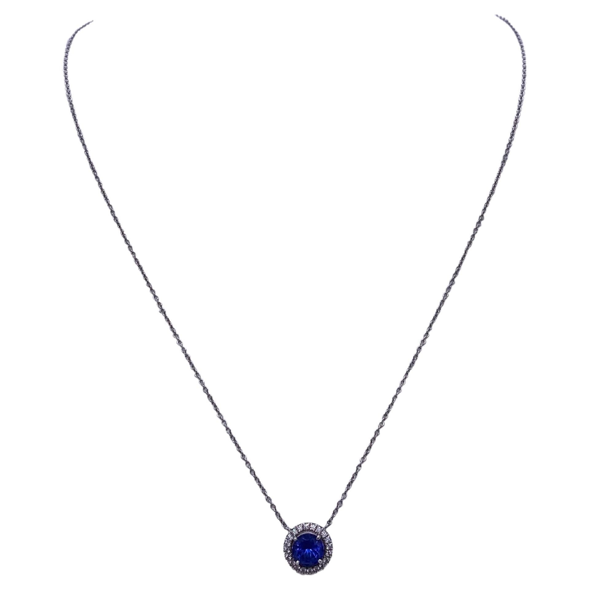 Tiffany Soleste Sapphire & Diamond Pendant Necklace