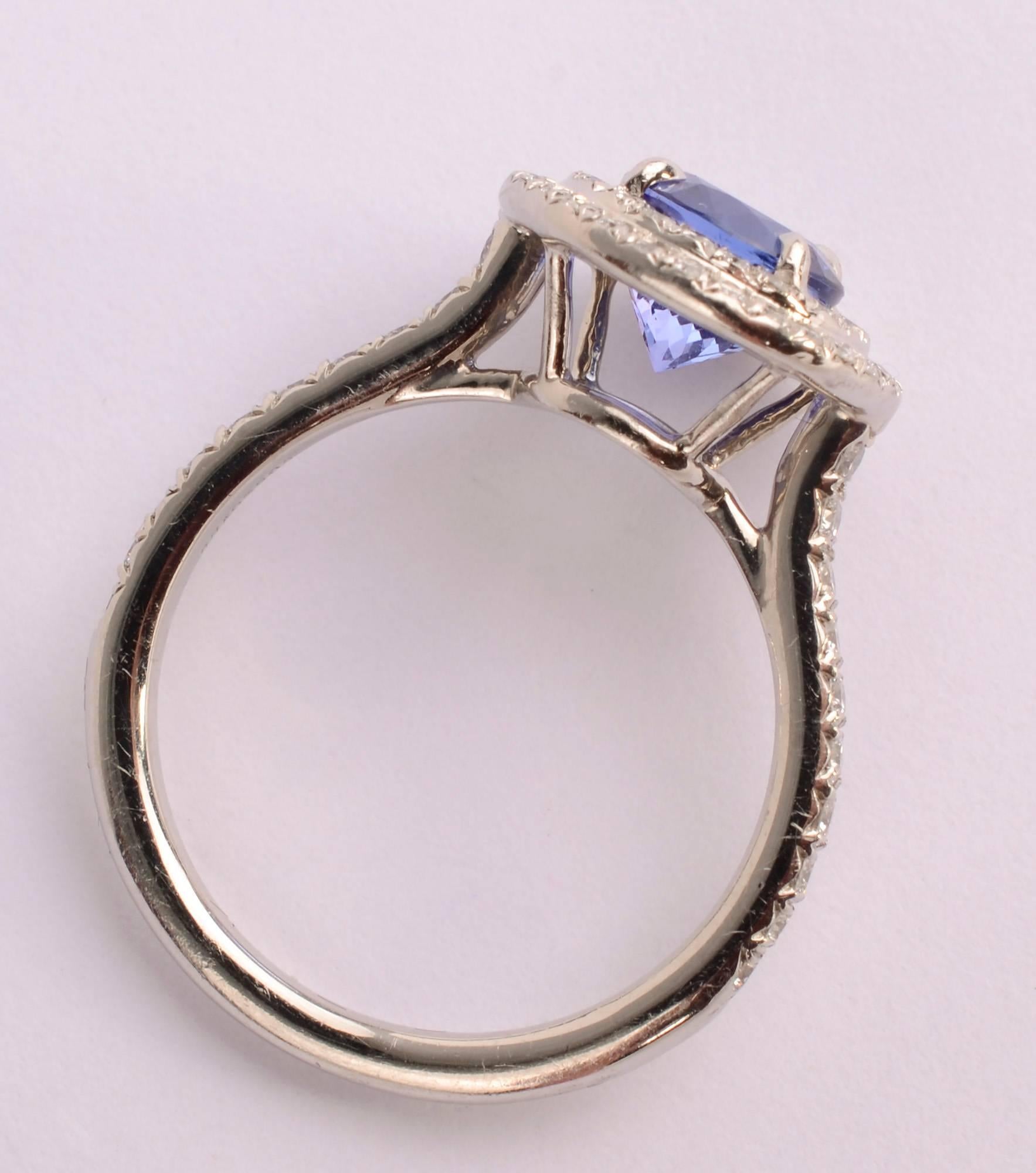 Tiffany & Co. Soleste Tanzanite and Diamond Ring In Excellent Condition In Darnestown, MD