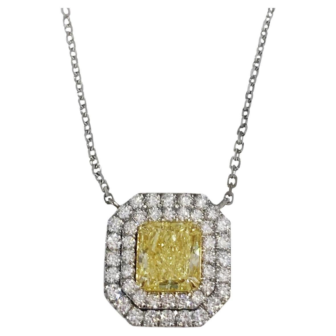 Tiffany Soleste Yellow Diamond Platinum Pendant For Sale