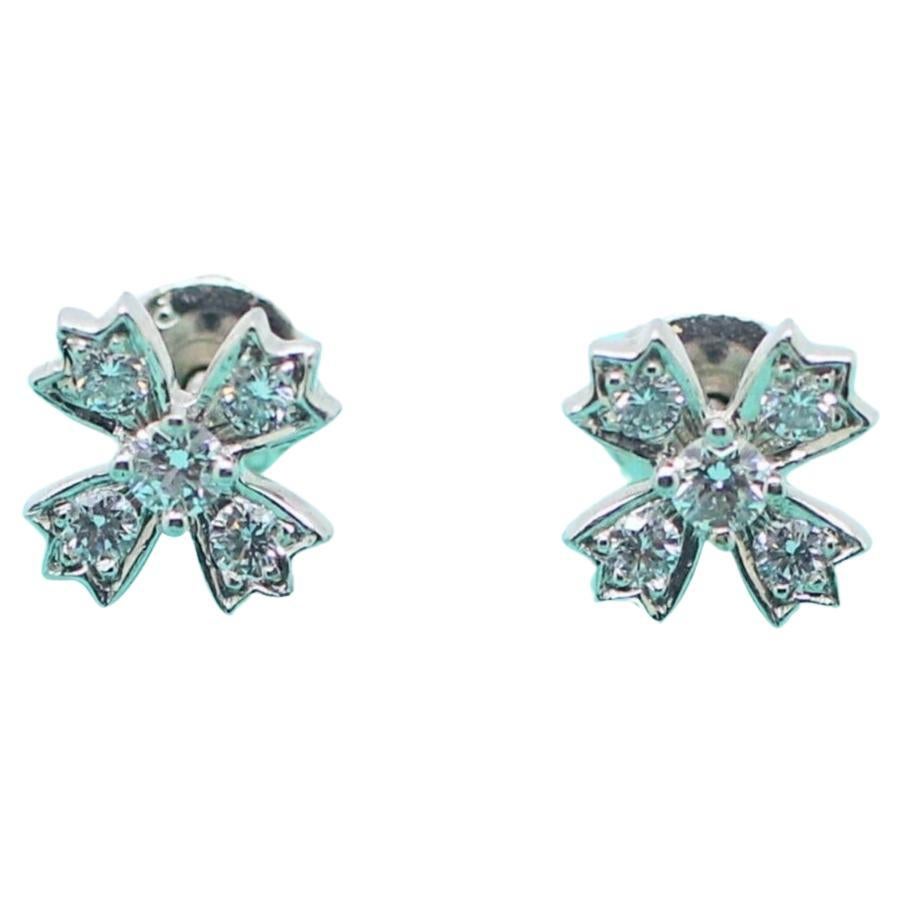 Tiffany Solitaire Diamond Floret Snowflake Stud Earrings - Platinum For Sale