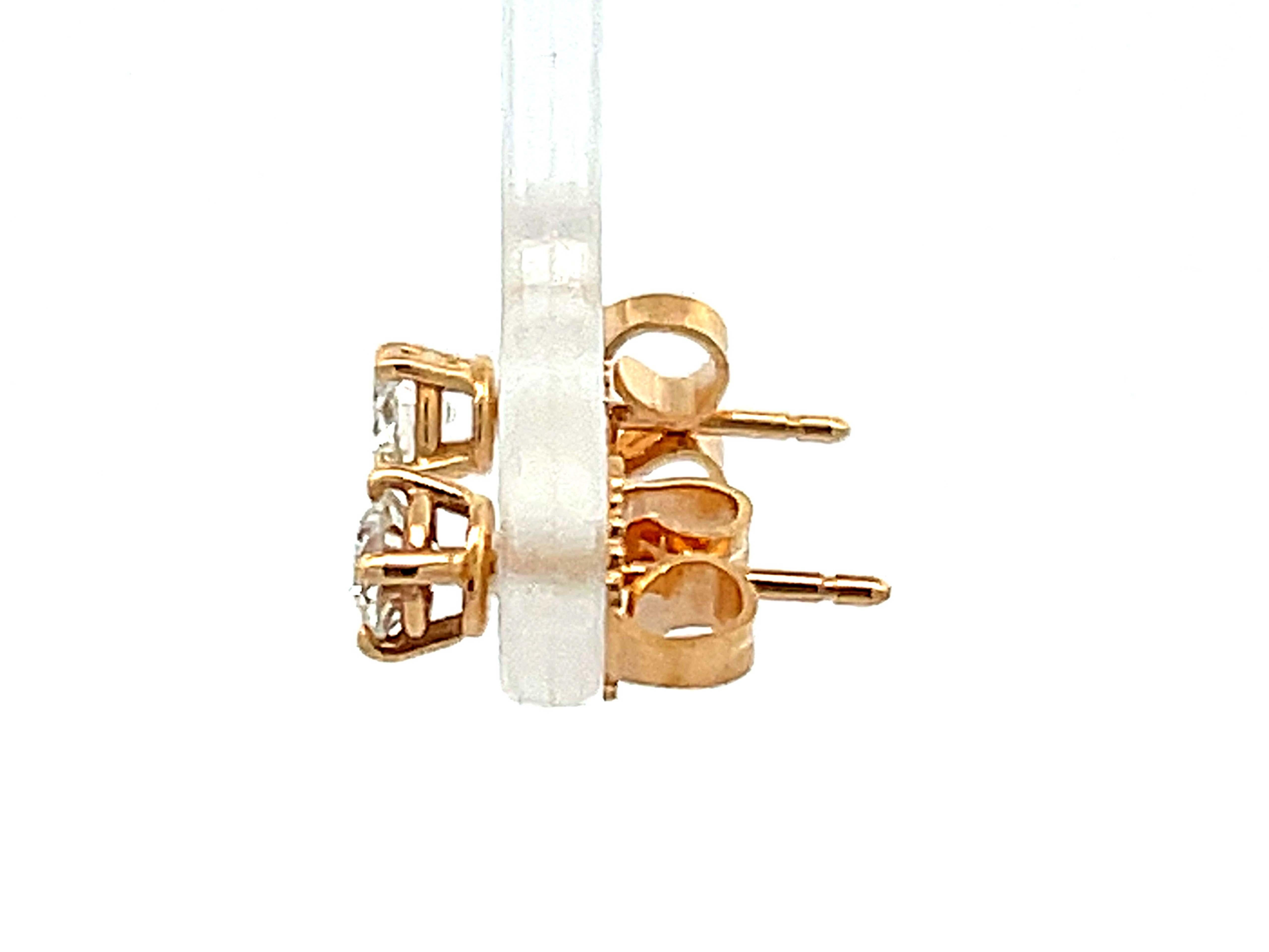 Modern Tiffany Solitaire Diamond Stud Earrings in 18k Yellow Gold 0.34 Carat