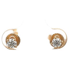Tiffany Solitaire Diamond Stud Earrings in 18k Yellow Gold 0.34 Carat