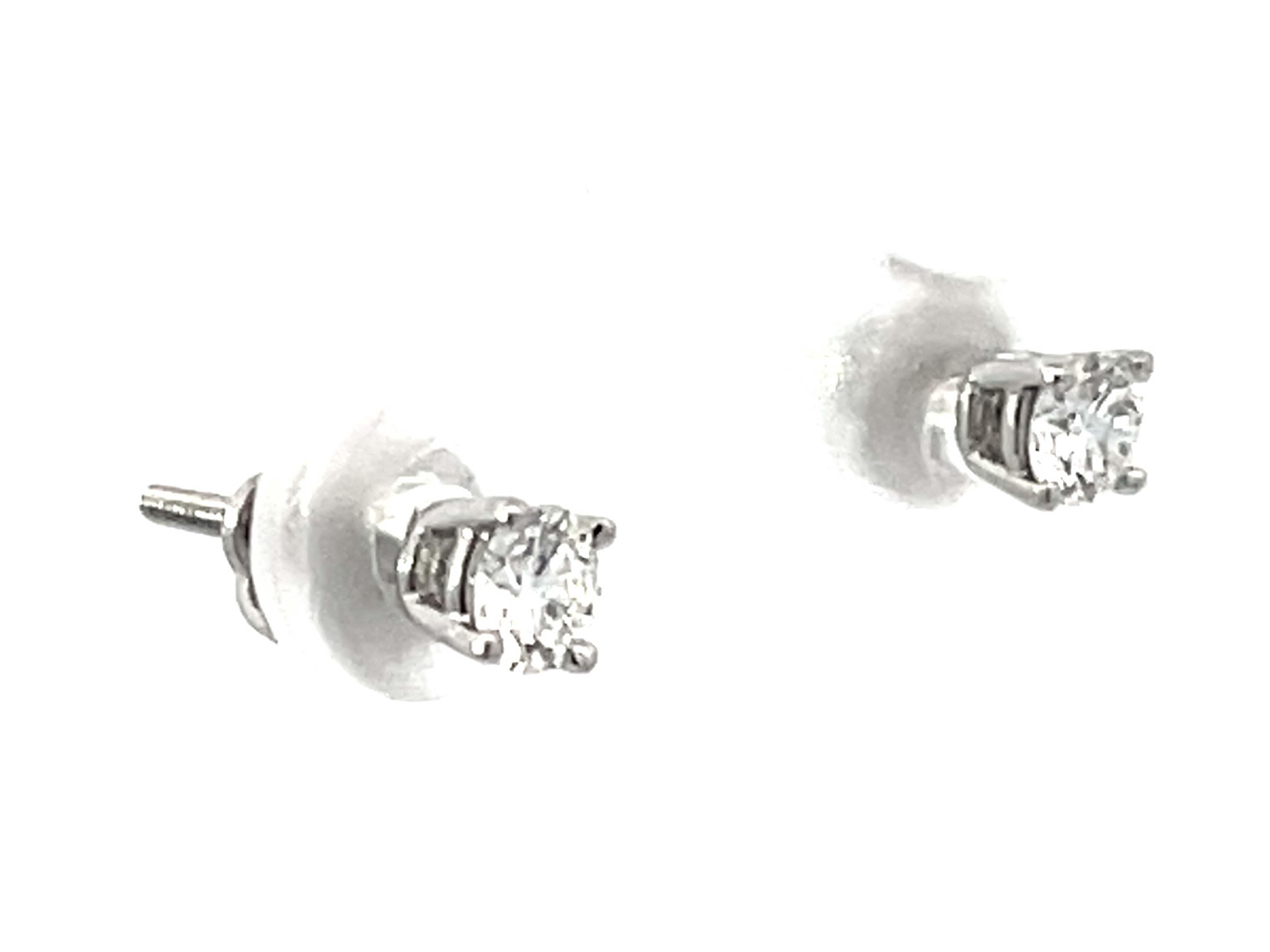 Modern Tiffany & Co. Solitaire Diamond Stud Earrings in Platinum 0.31 Ct