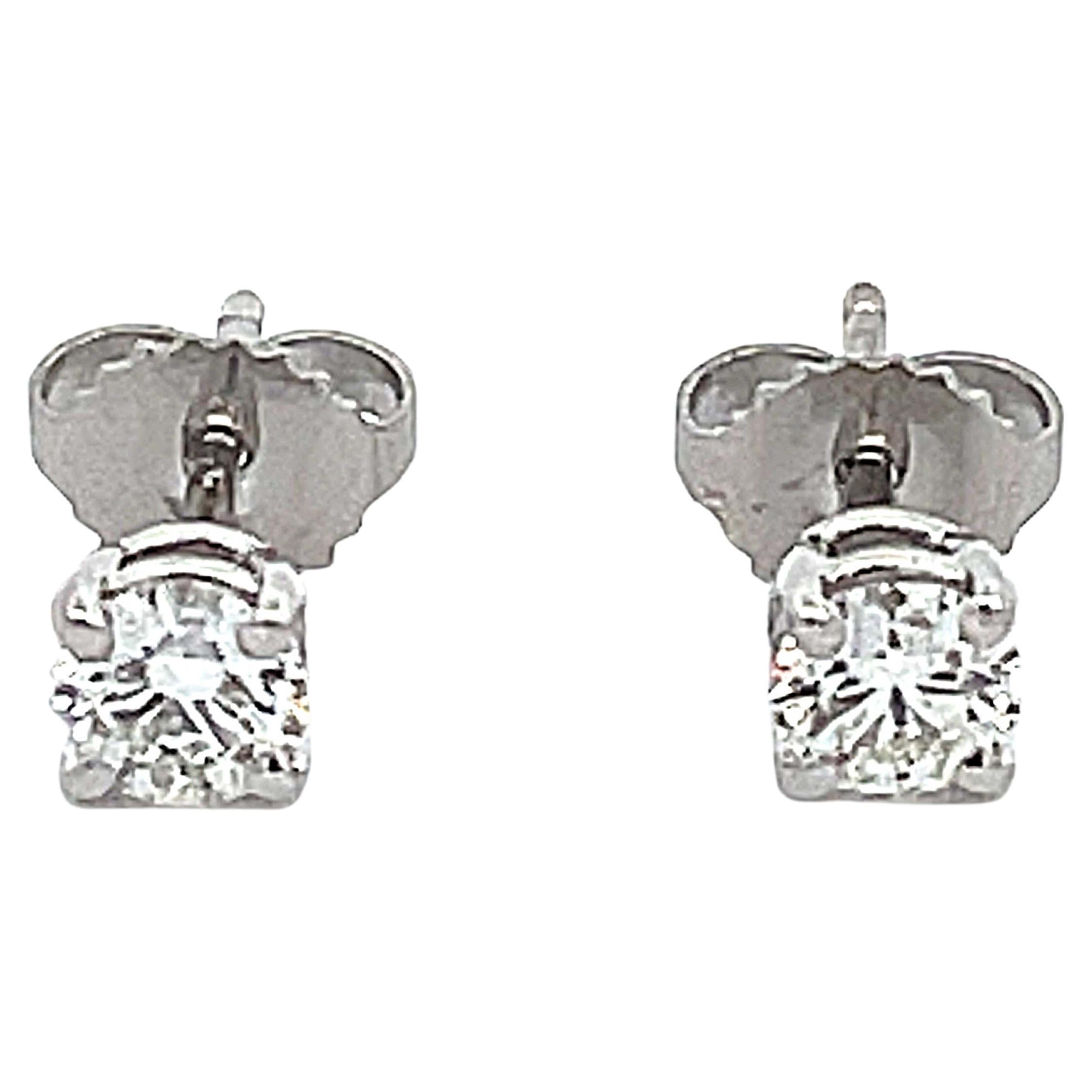 Tiffany Solitaire Diamond Stud Earrings in Platinum 0.58 ct