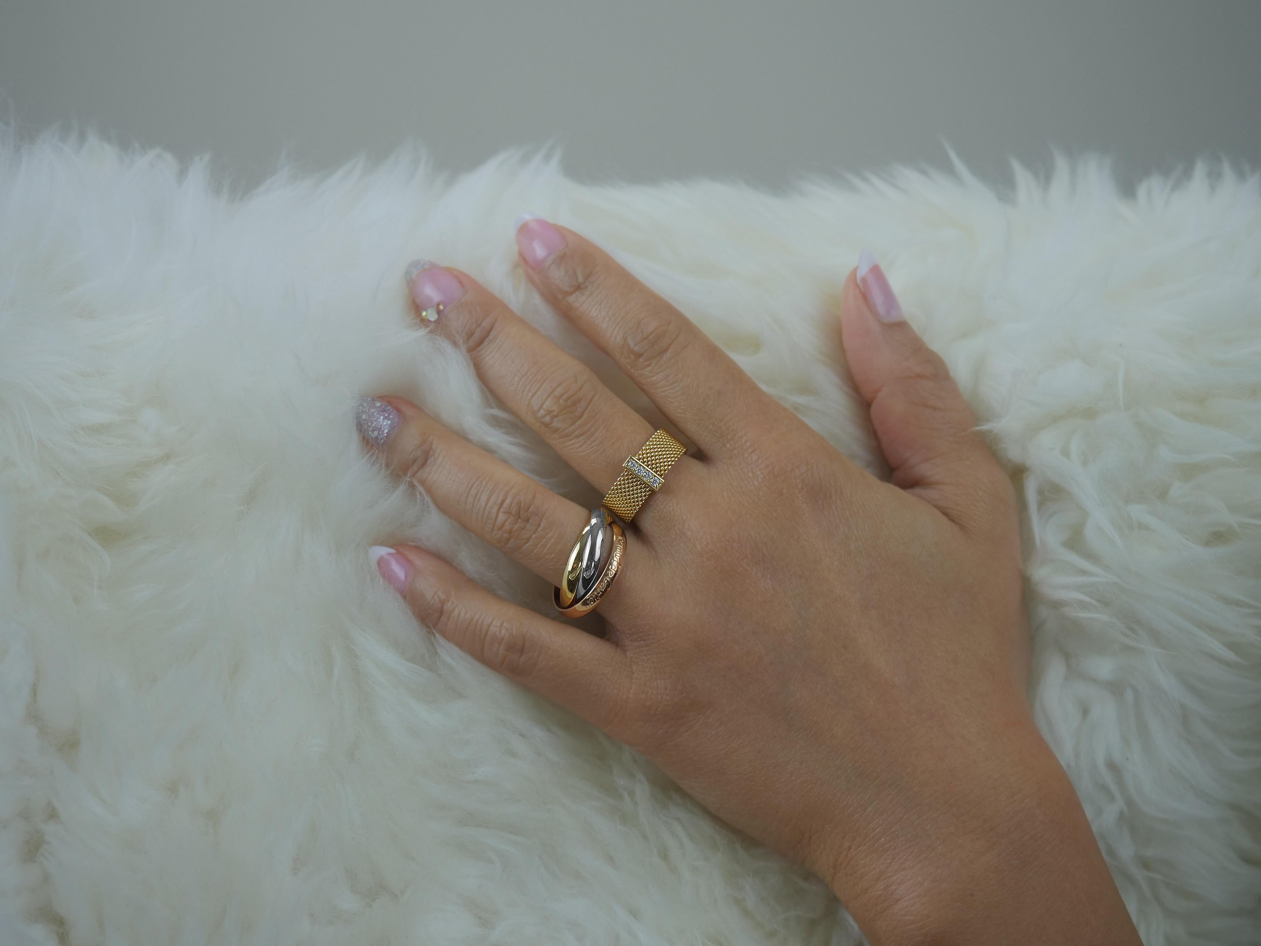 Tiffany & Co. Somerset 18k Gelbgold & Diamantgeflecht:: Geflecht:: geflochtener Ring (Rundschliff)