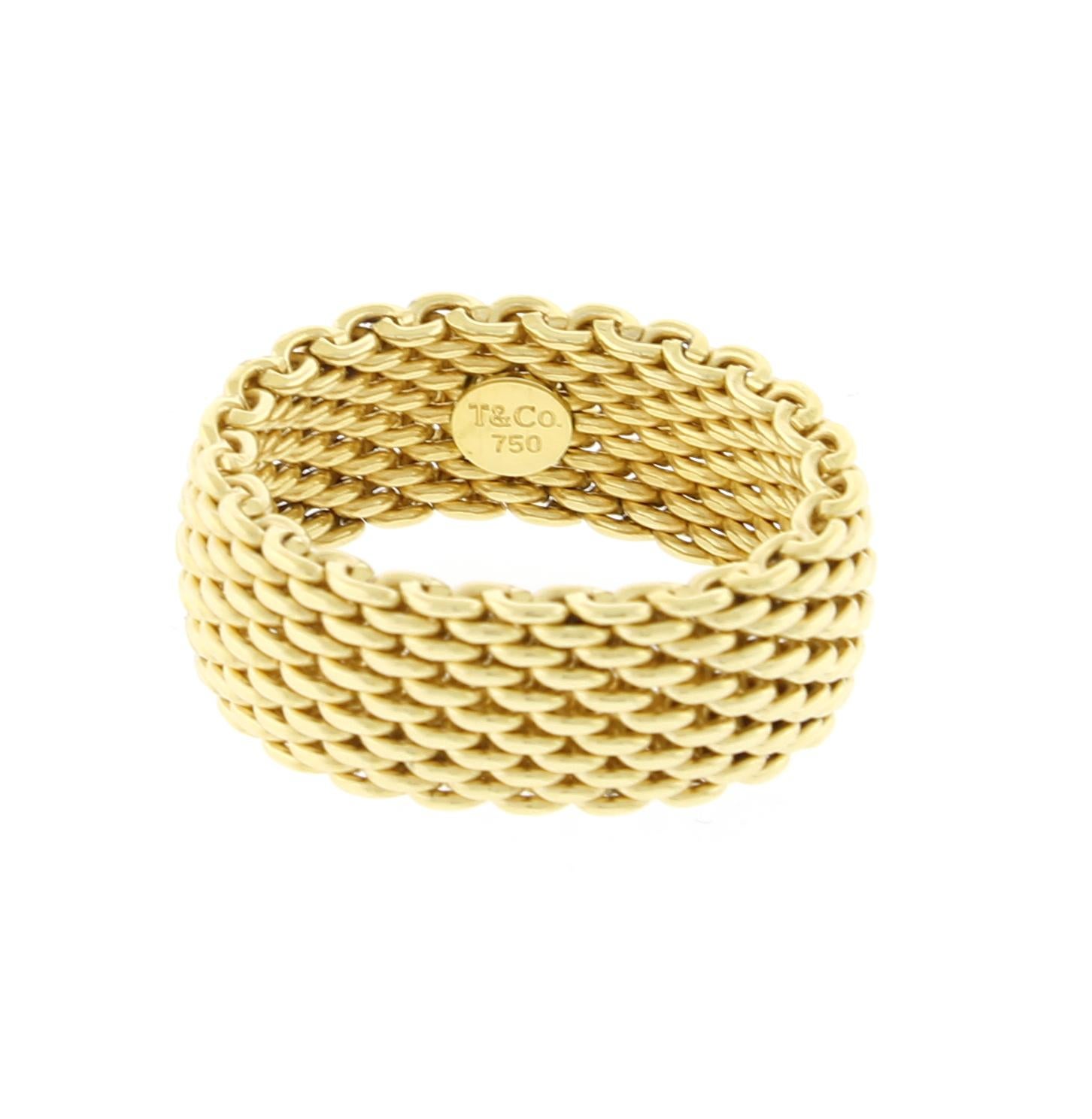 Tiffany Somerset Mesh Gold Band Ring In Excellent Condition In Bethesda, MD