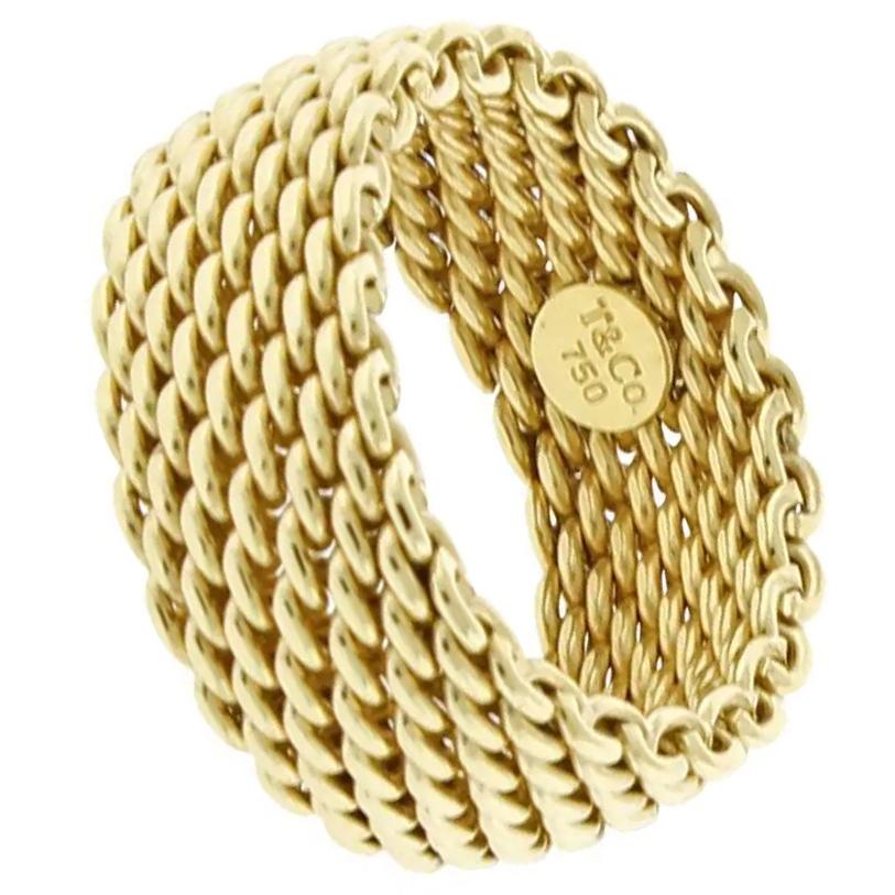 Women's or Men's Tiffany Somerset Mesh Gold Band Ring