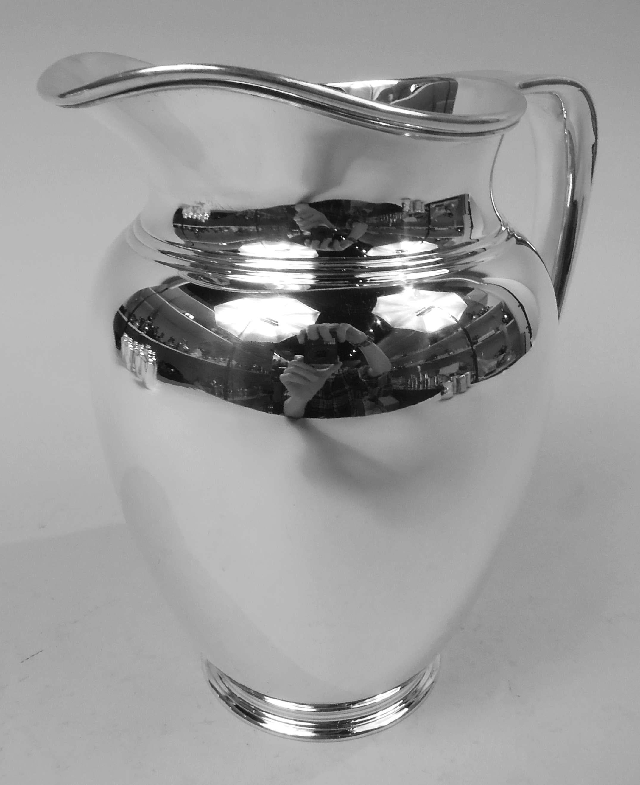 American Tiffany Spare & Heavy Modern Sterling Silver Water Pitcher For Sale