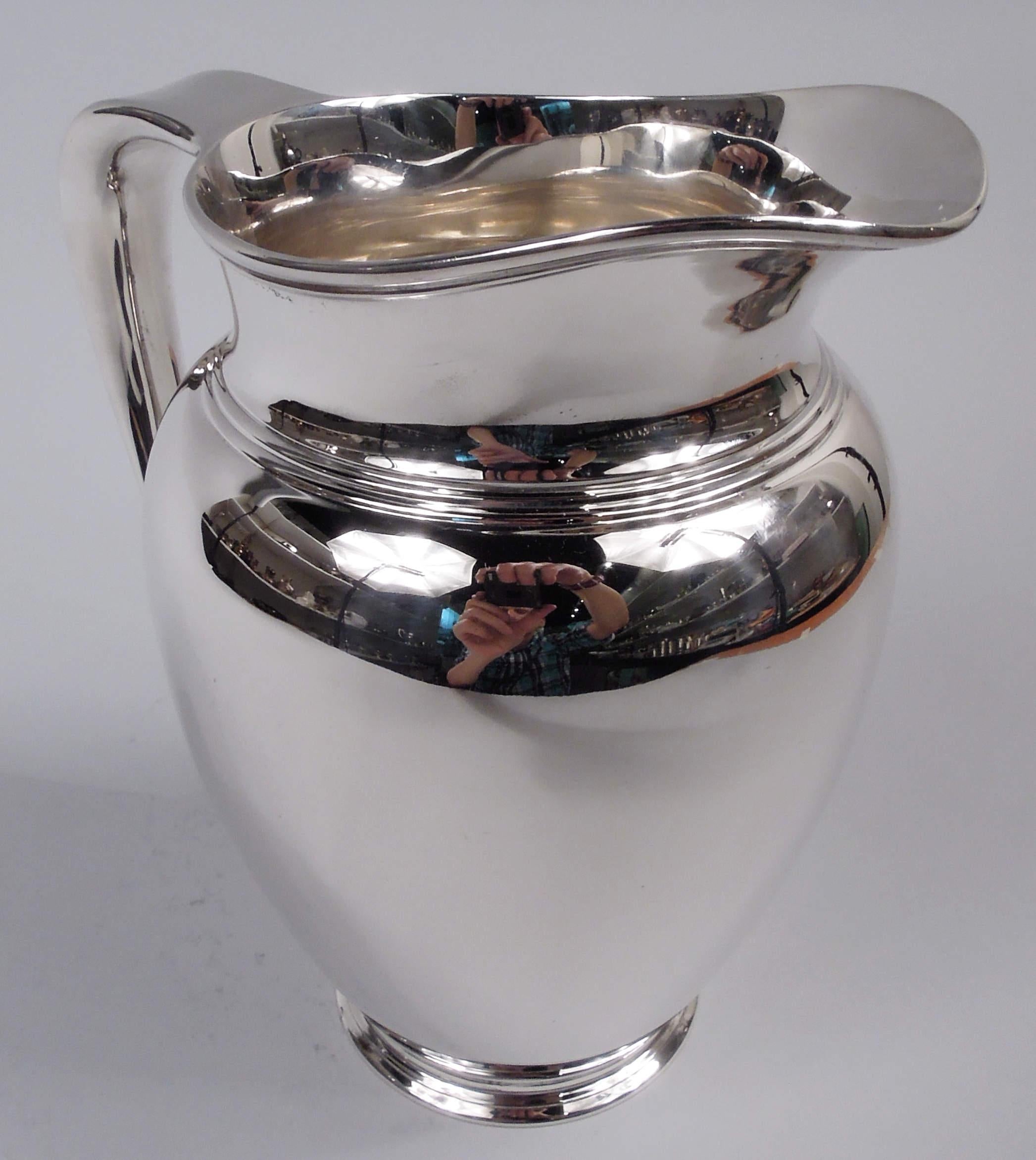Tiffany Spare & Heavy Modern Sterling Silver Water Pitcher In Good Condition In New York, NY