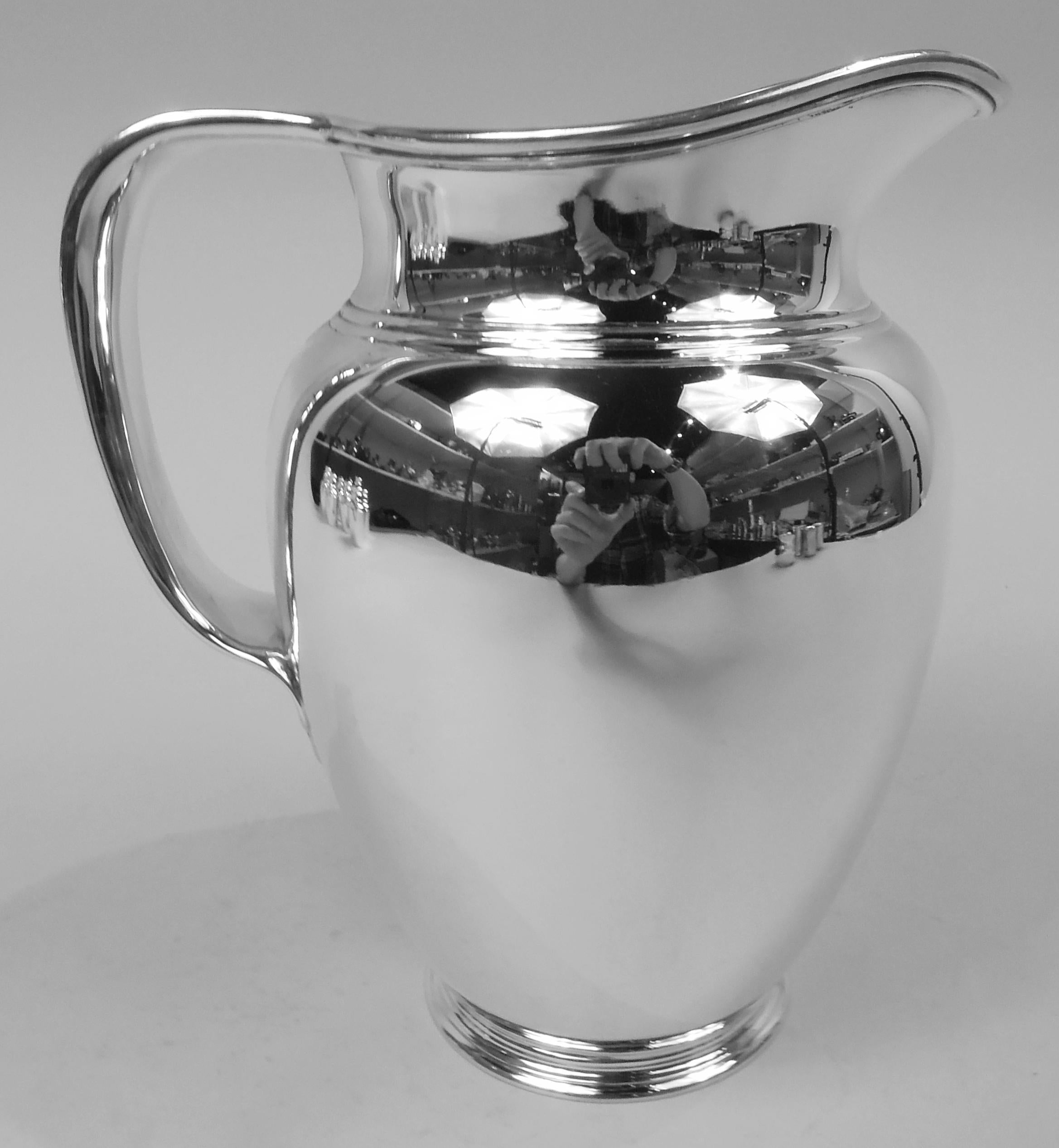 Tiffany Spare & Heavy Modern Sterling Silver Water Pitcher For Sale 1