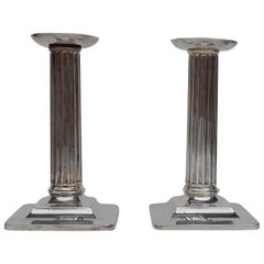 Antique Tiffany Sterling Candlesticks, Corinthian Column Style