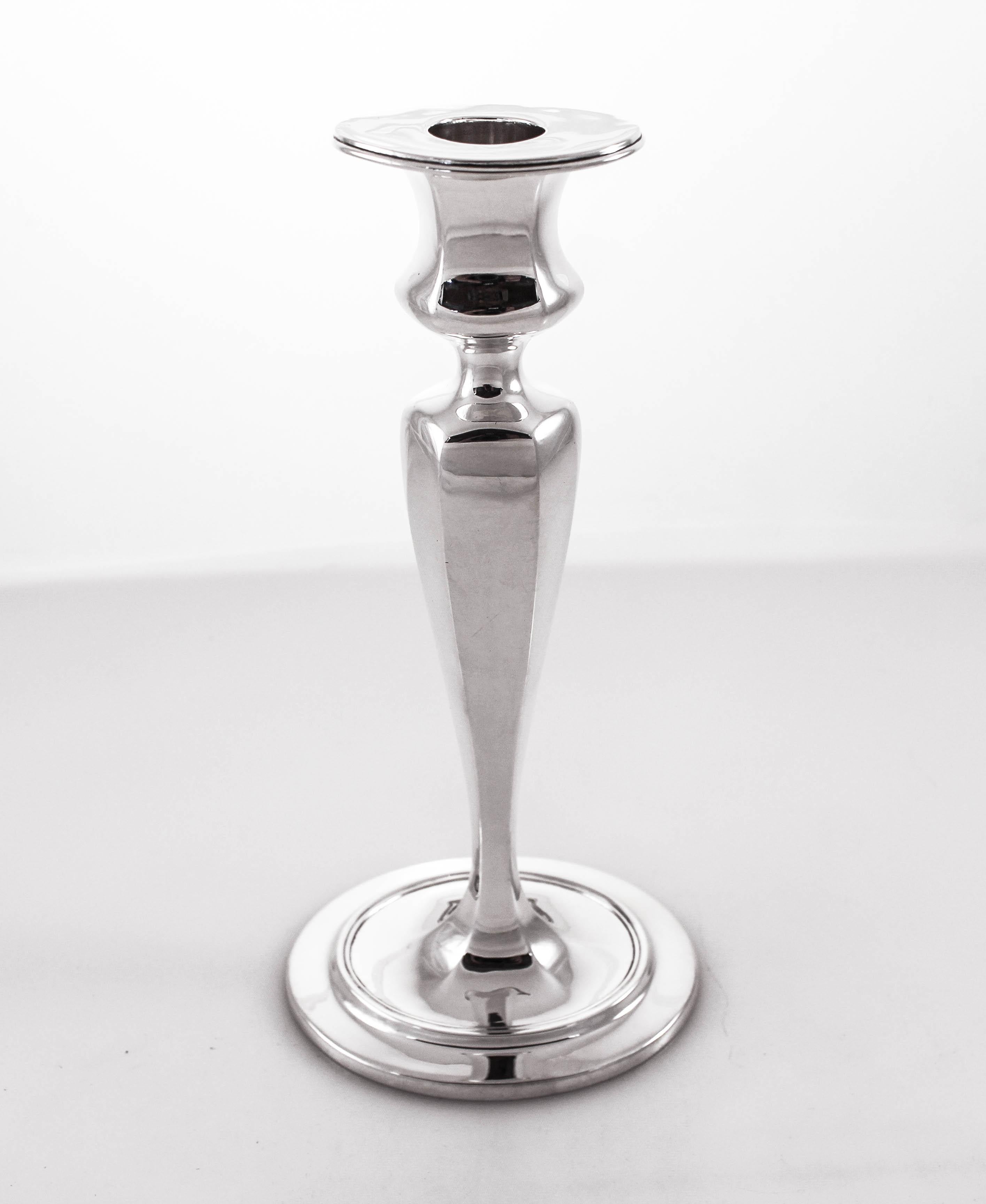 These handsome sterling silver candlesticks are by Tiffany and Company. They are modern and have a feminine silhouette with a tapered bottom. They work with any decor; modern or traditional, what’s there not to love?!