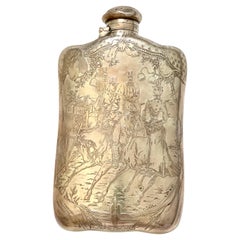 Tiffany Sterling Flask of Equestrian Riding Scene