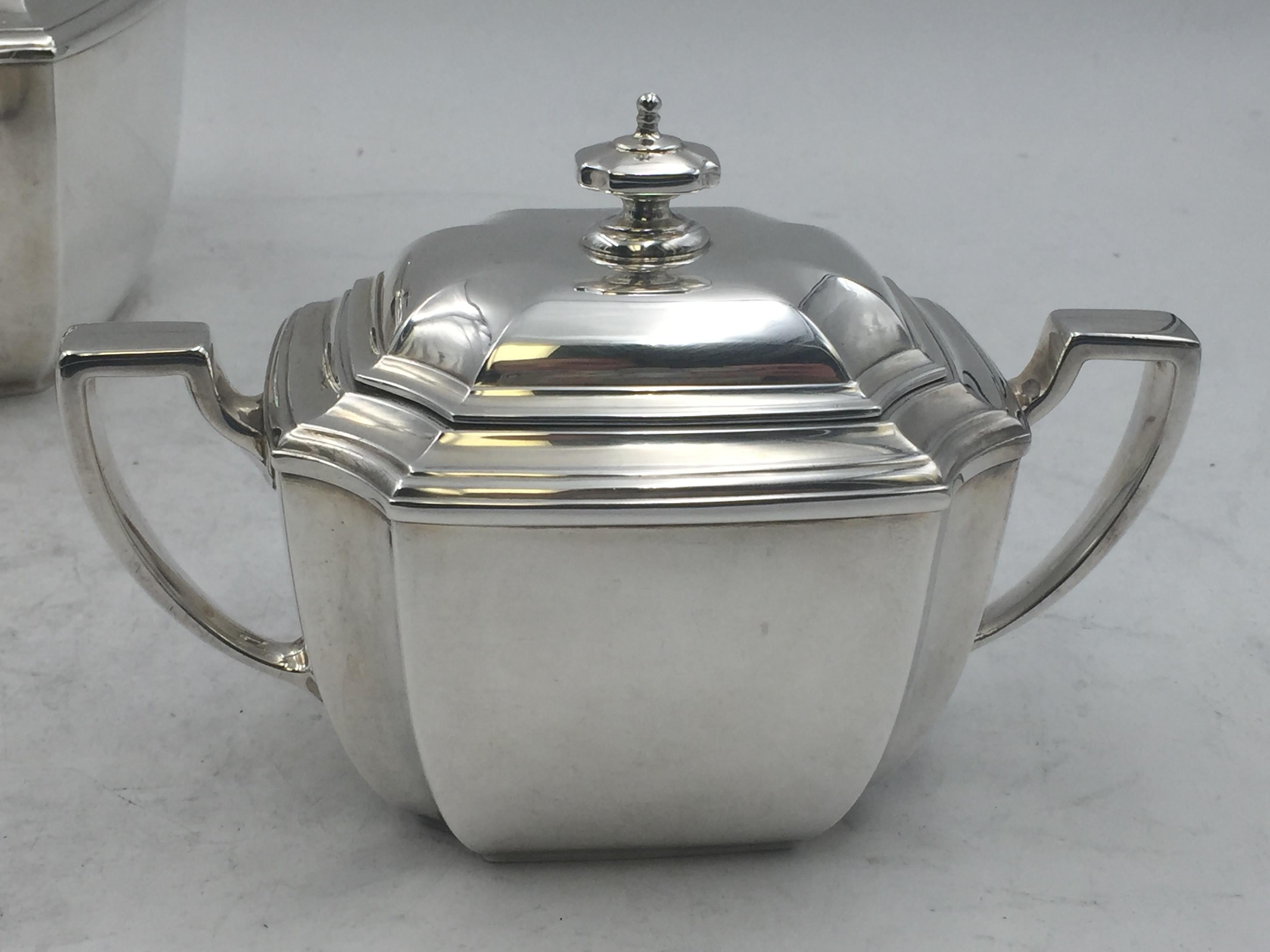 Tiffany Sterling Silver 1912 5-Piece Tea Coffee Set in Hampton Pattern Art Deco 2