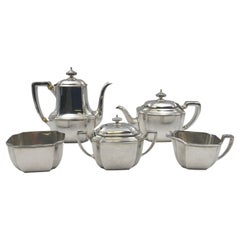 Antique Tiffany Sterling Silver 1912 5-Piece Tea Coffee Set in Hampton Pattern Art Deco