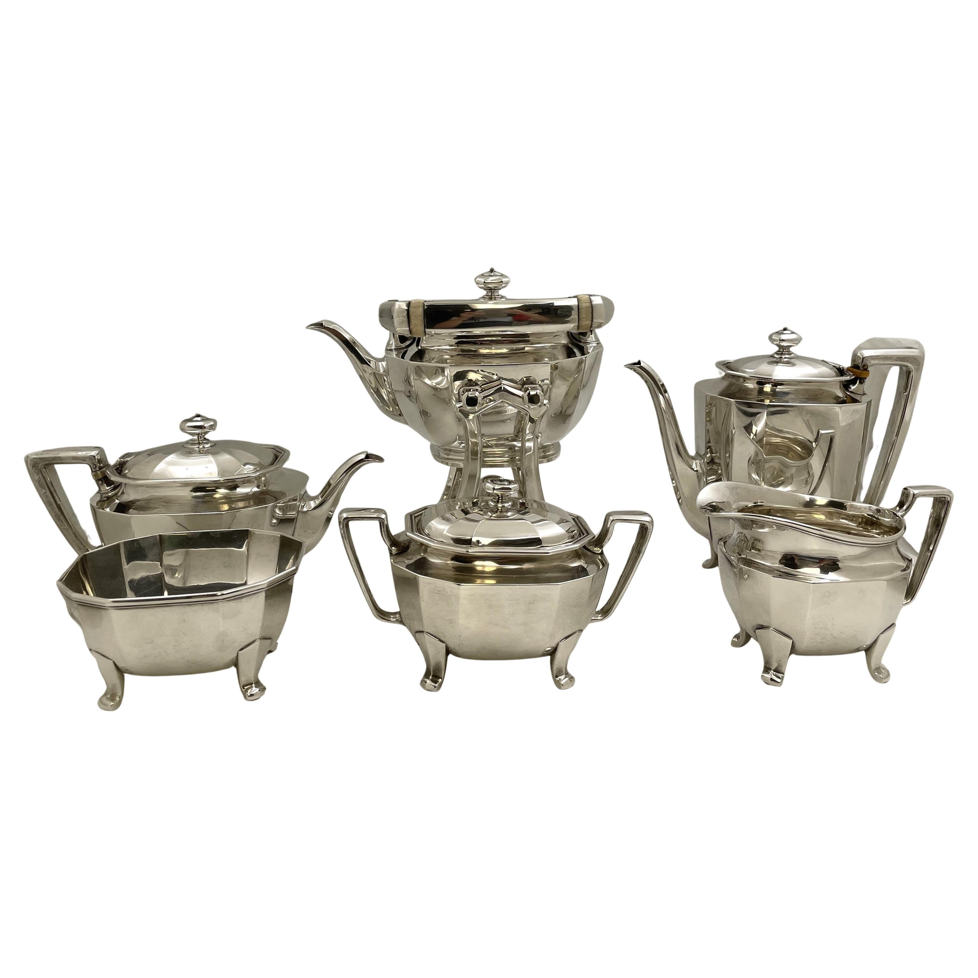Tiffany Sterling Silver 6-Piece 1907 Tea & Coffee Set Century Pattern Art Deco