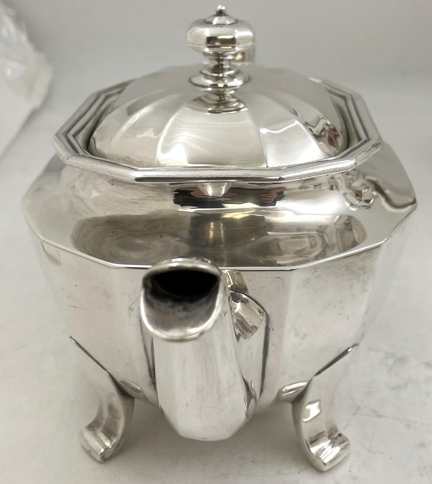 Art Déco Tiffany Sterling Silver 7-Piece 1907 Tea & Coffee Set + Tray Century Pattern in vendita