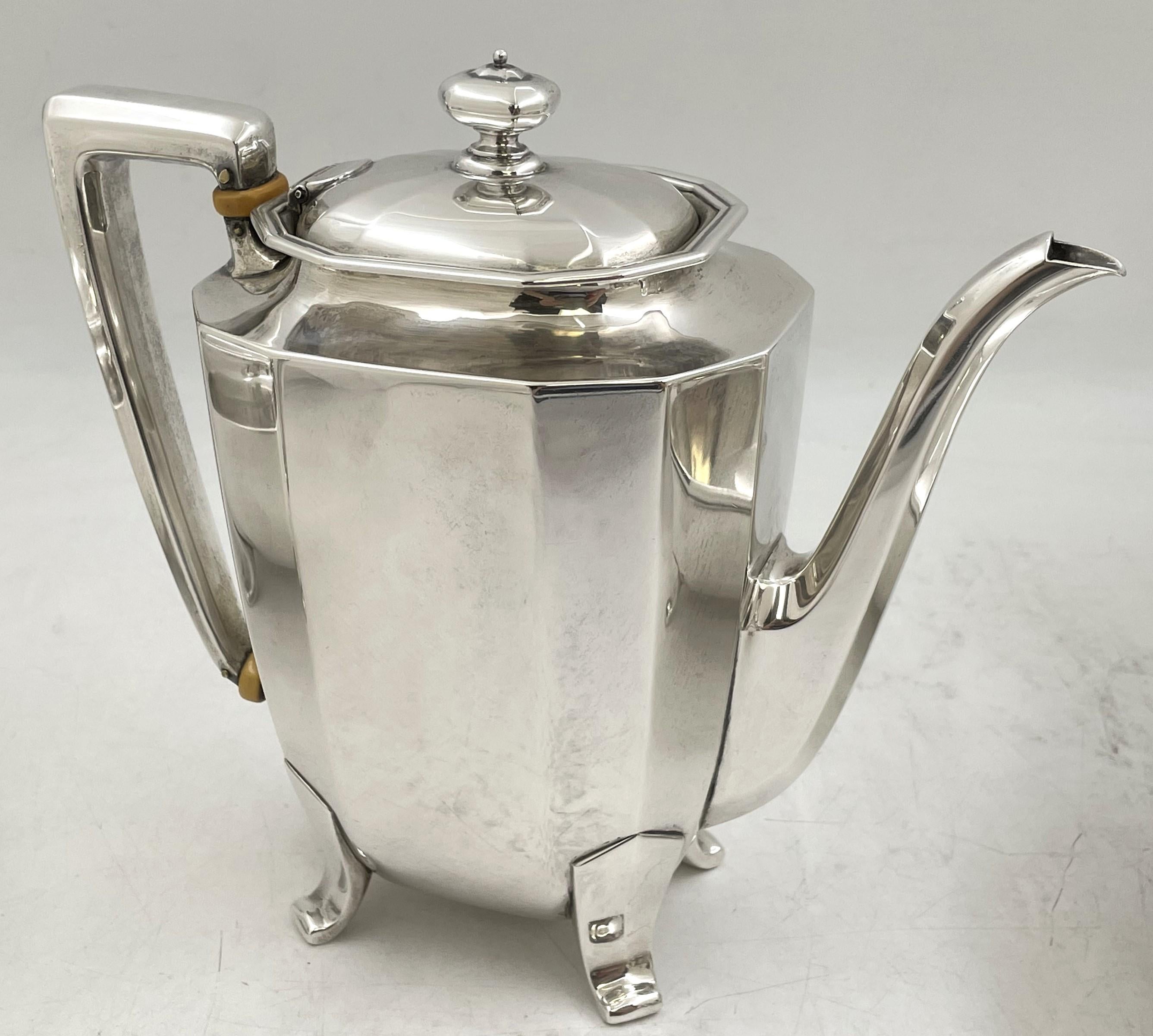 Americano Tiffany Sterling Silver 7-Piece 1907 Tea & Coffee Set + Tray Century Pattern in vendita