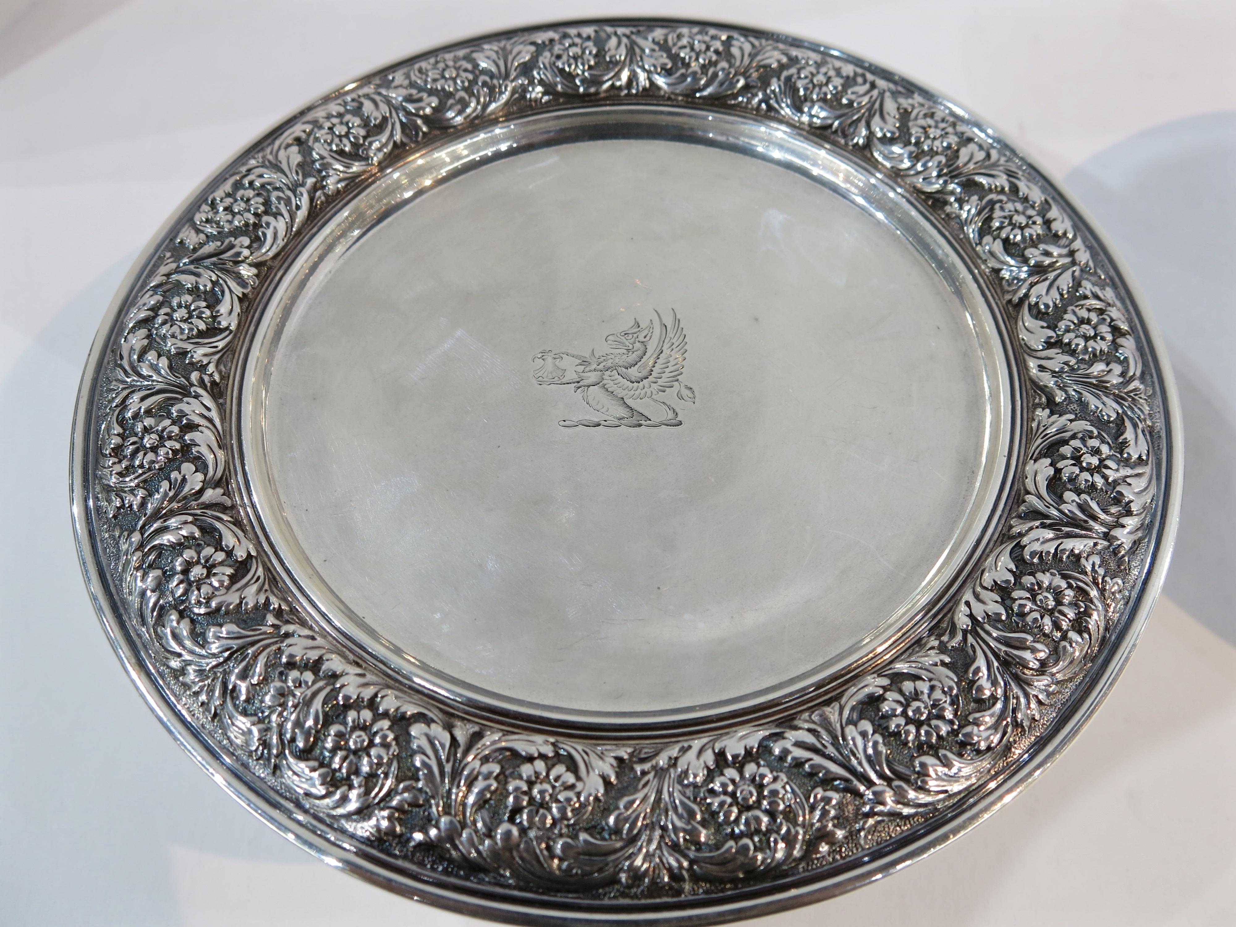 Tiffany Sterling Silver Antique Pair of Taza / Pedestal Dishes For Sale 1