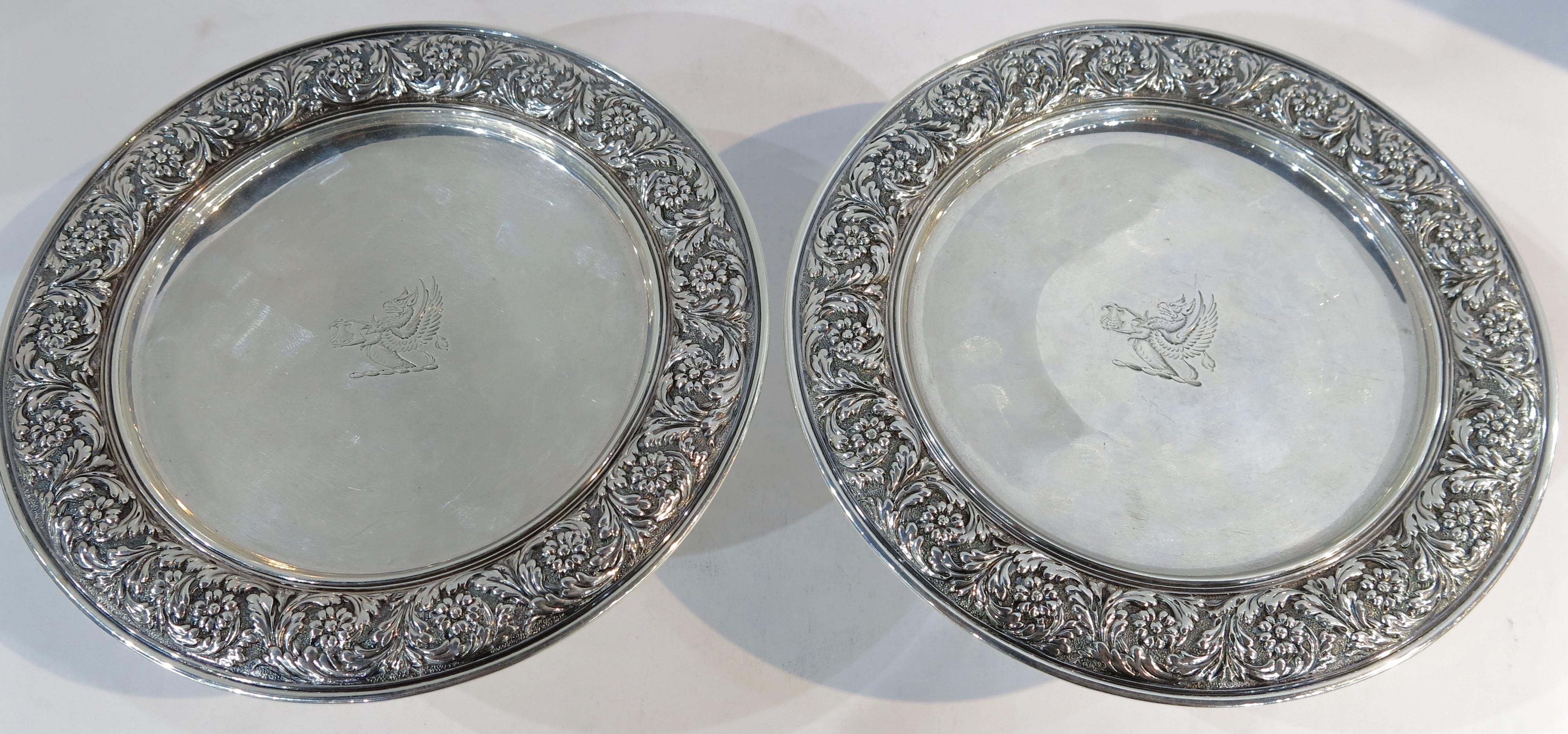 Tiffany Sterling Silver Antique Pair of Taza / Pedestal Dishes For Sale 2