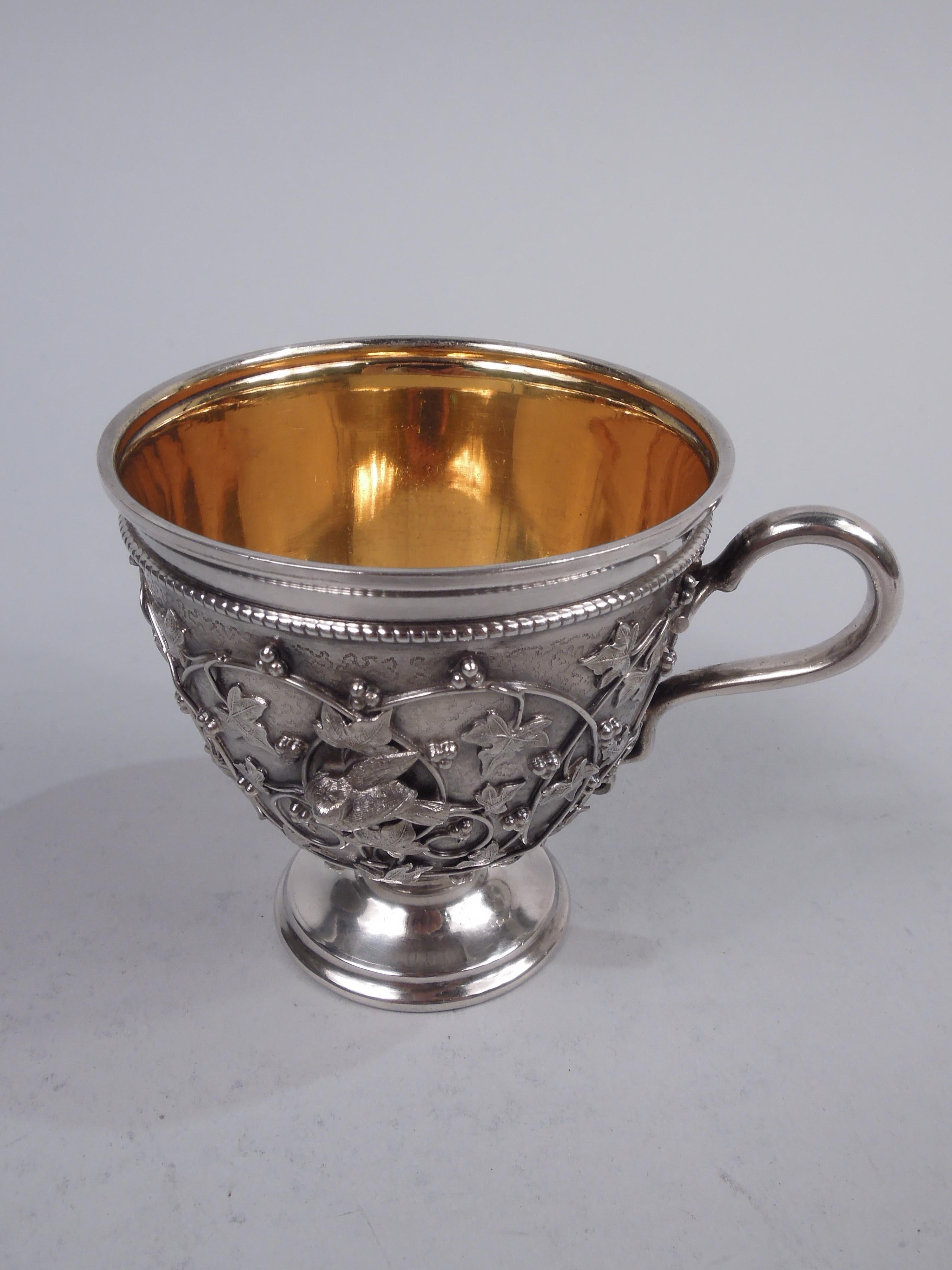 American Tiffany Sterling Silver Baby Cup in Rare Bird’s Nest Pattern For Sale